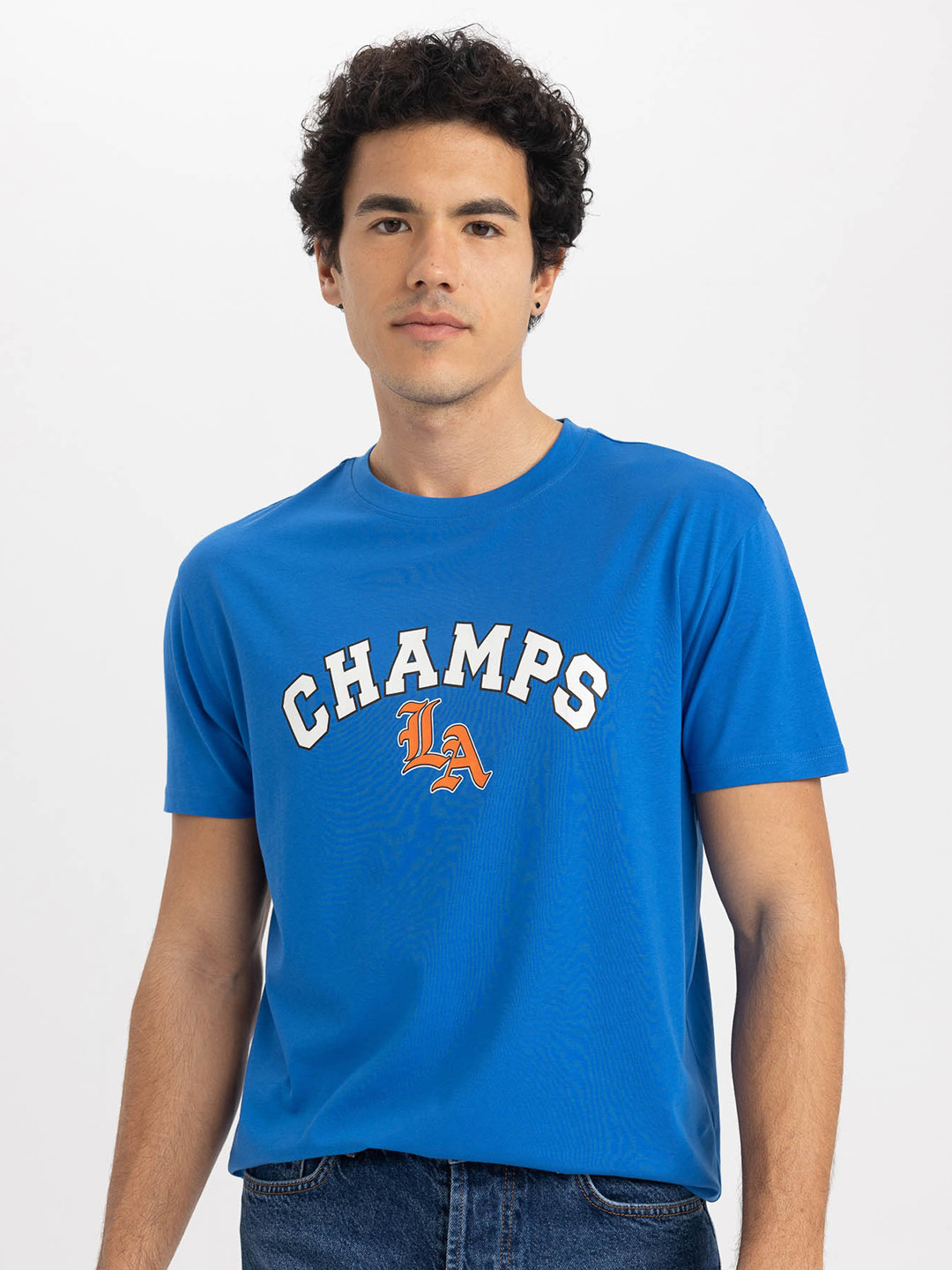 

DeFacto Typography Printed T-shirt, Blue