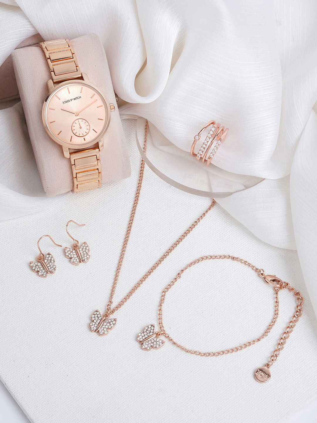 

JOKER & WITCH Women Stainless Steel Watch Gift Set, Rose gold