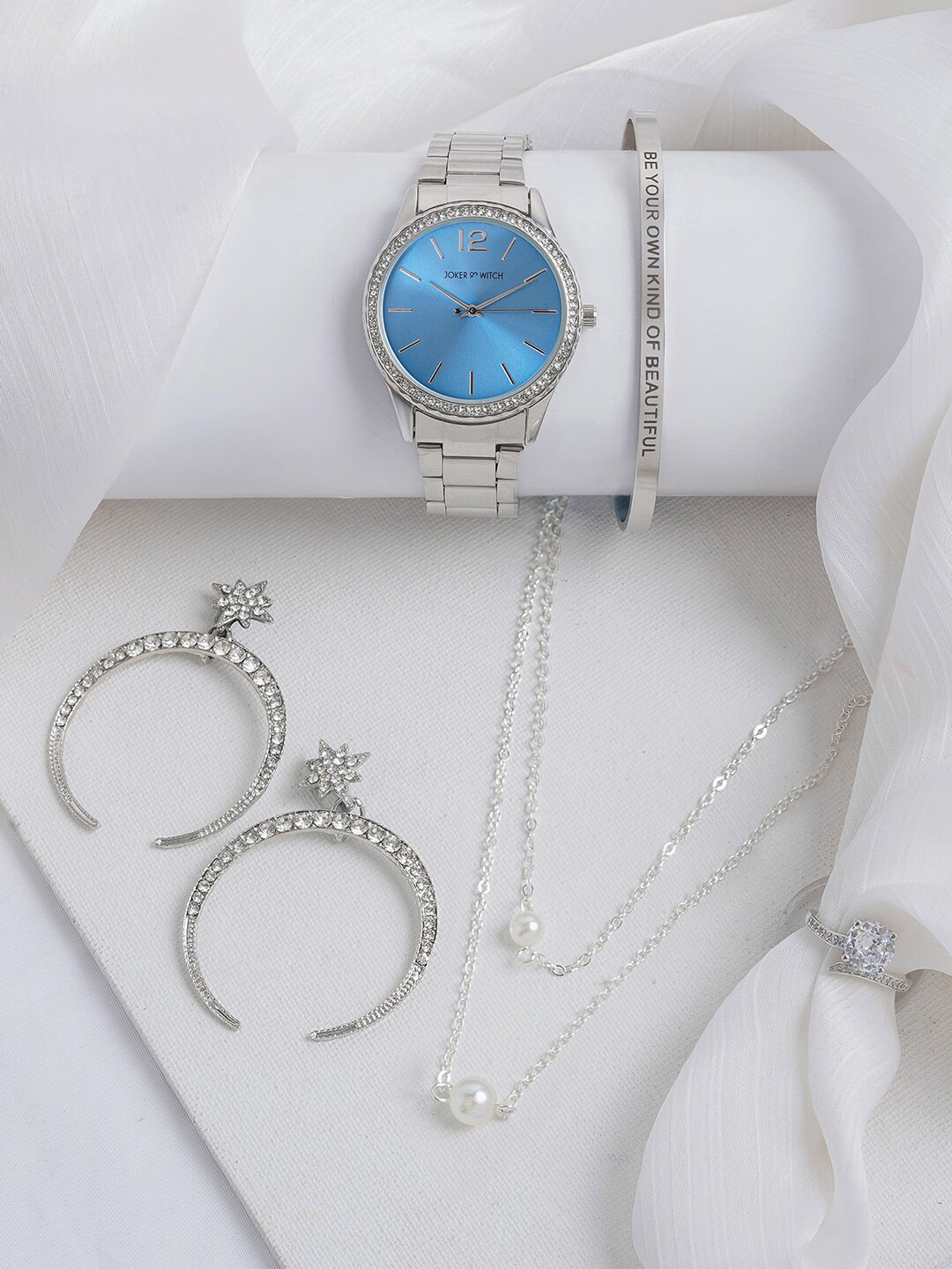 

JOKER & WITCH Women Watch Gift Set JWLS679, Silver