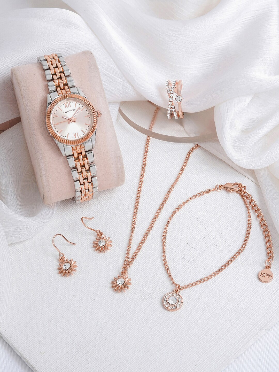 

JOKER & WITCH Women Stainless Steel Watch Gift Set, Rose gold