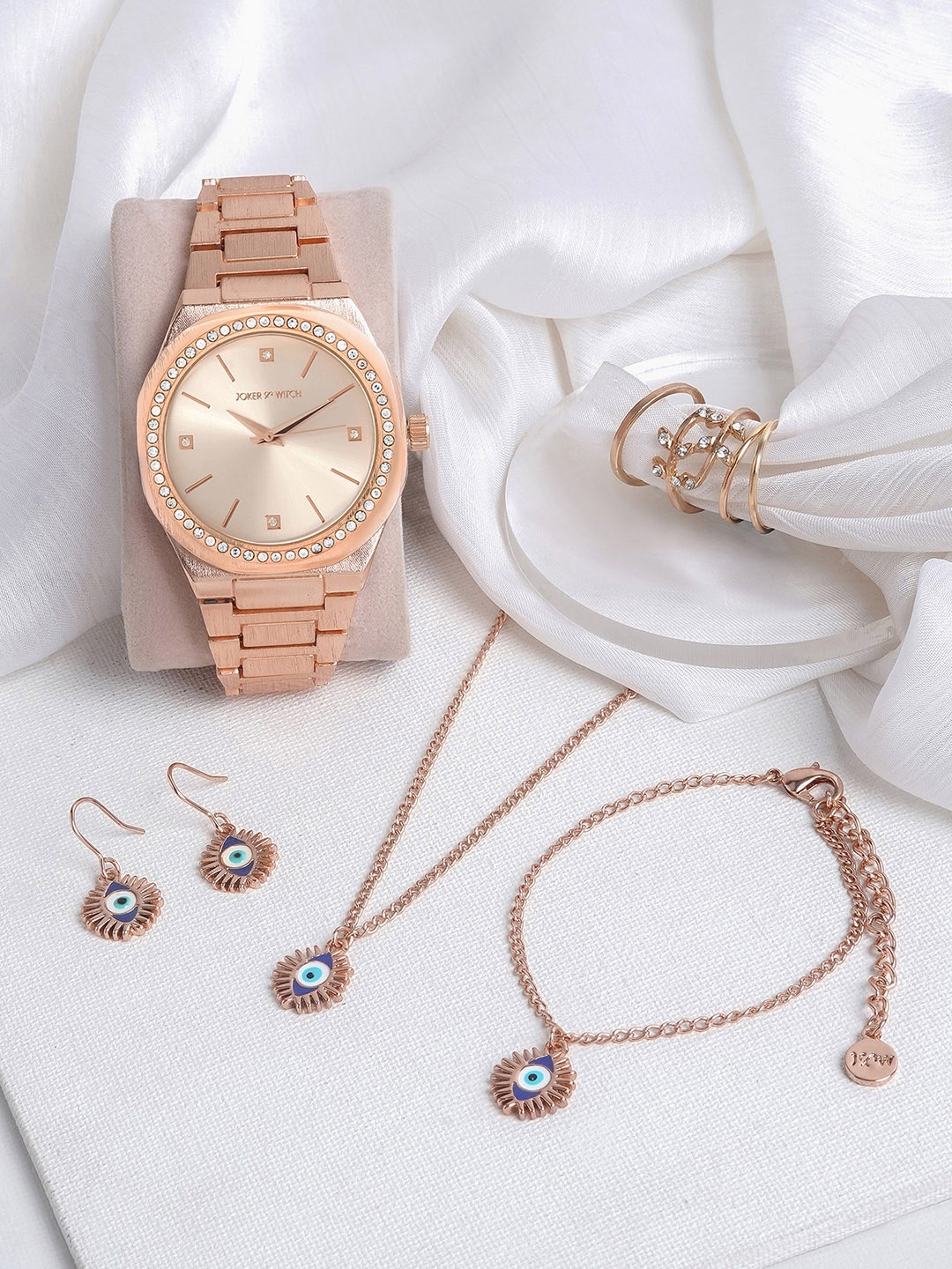 

JOKER & WITCH Design Women Stainless Steel Watch Gift Set JWLS667, Rose gold