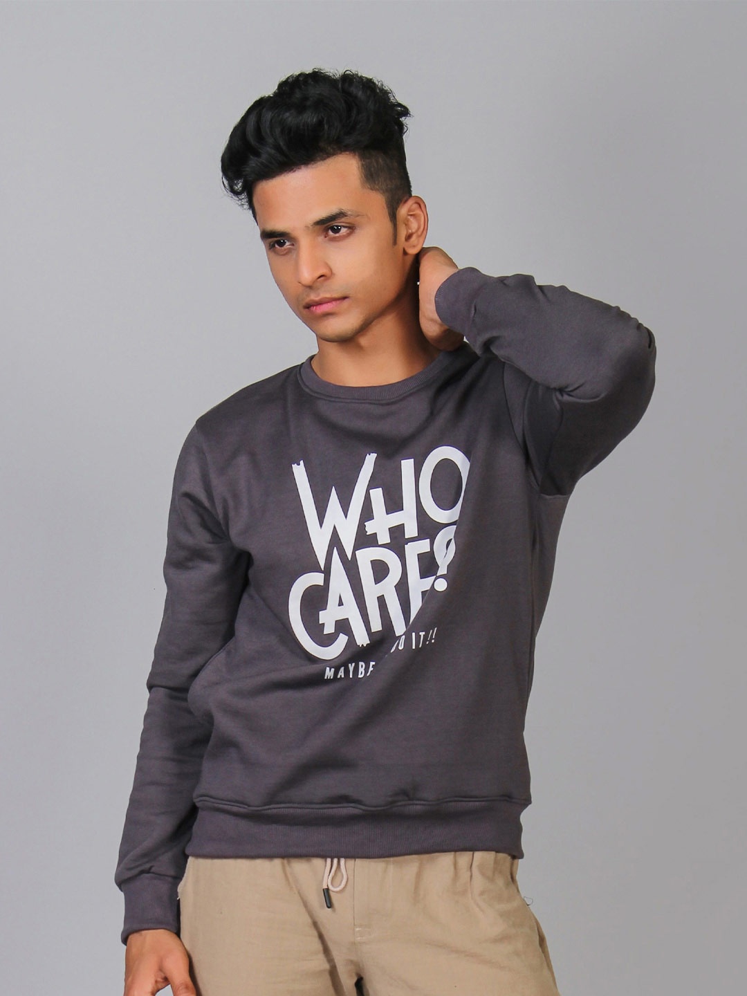 

MABYN Typography Printed Casual Sweatshirt, Grey