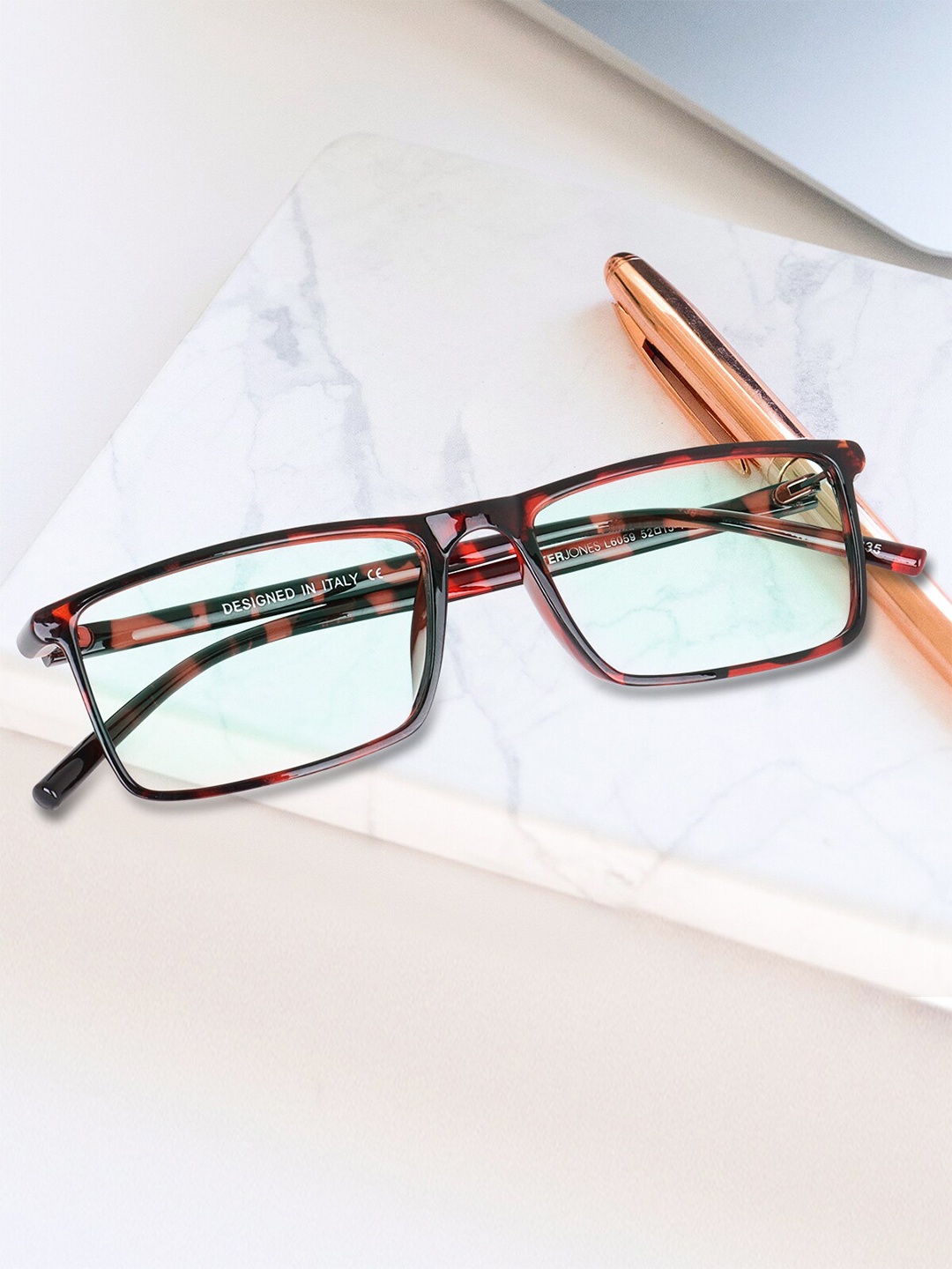

Peter Jones Eyewear Unisex Rimless Rectangle Frames, Brown