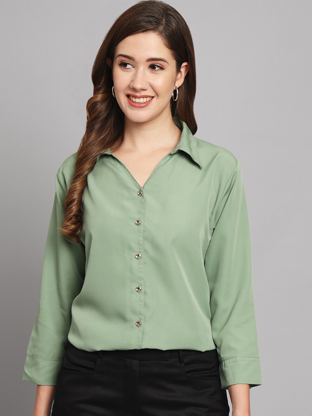 

Funday Fashion Spread Collar Casual Shirt, Sea green