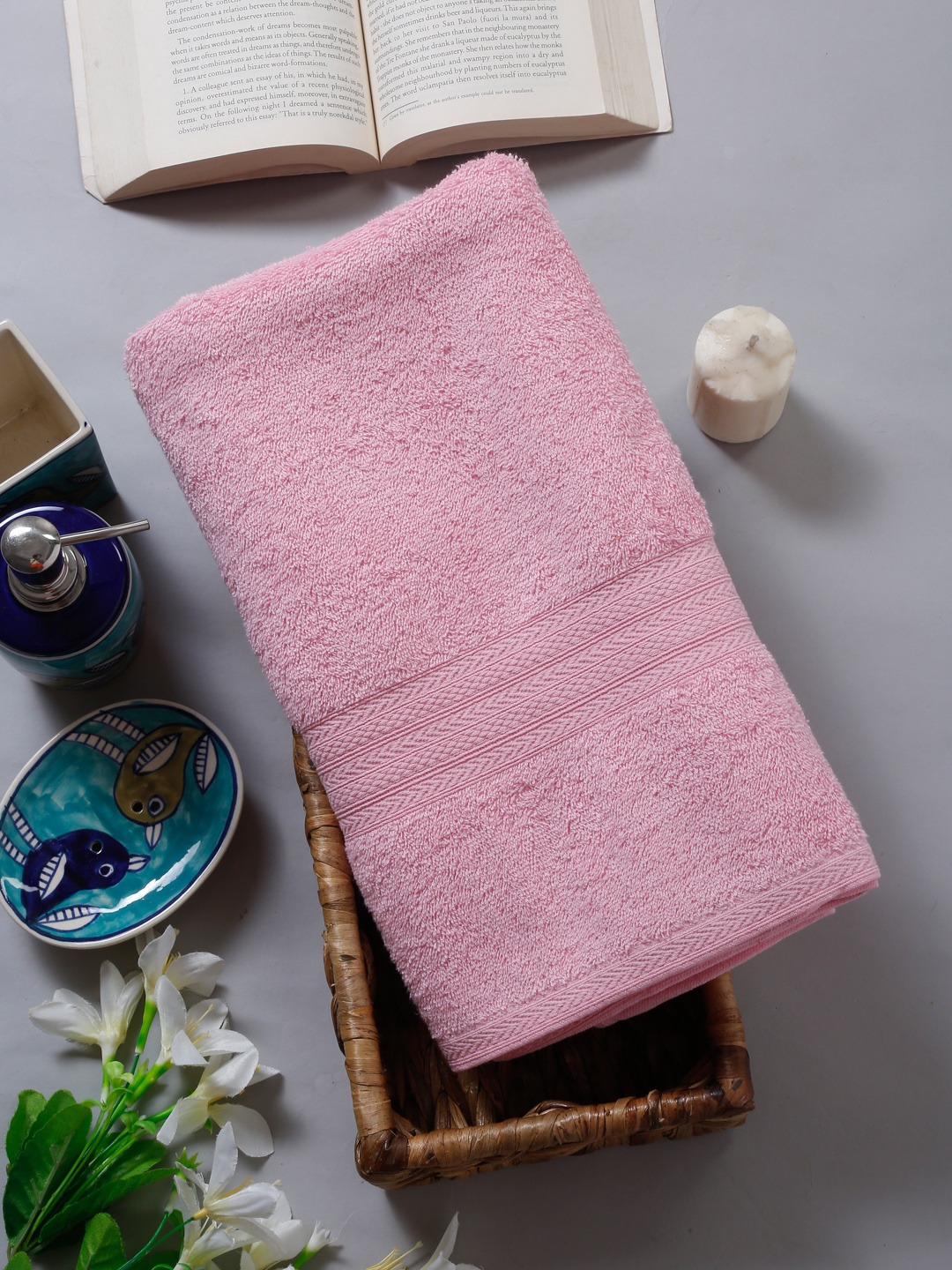 

Naksh Pink 450 GSM Cotton Super Absorbent Bath Towel