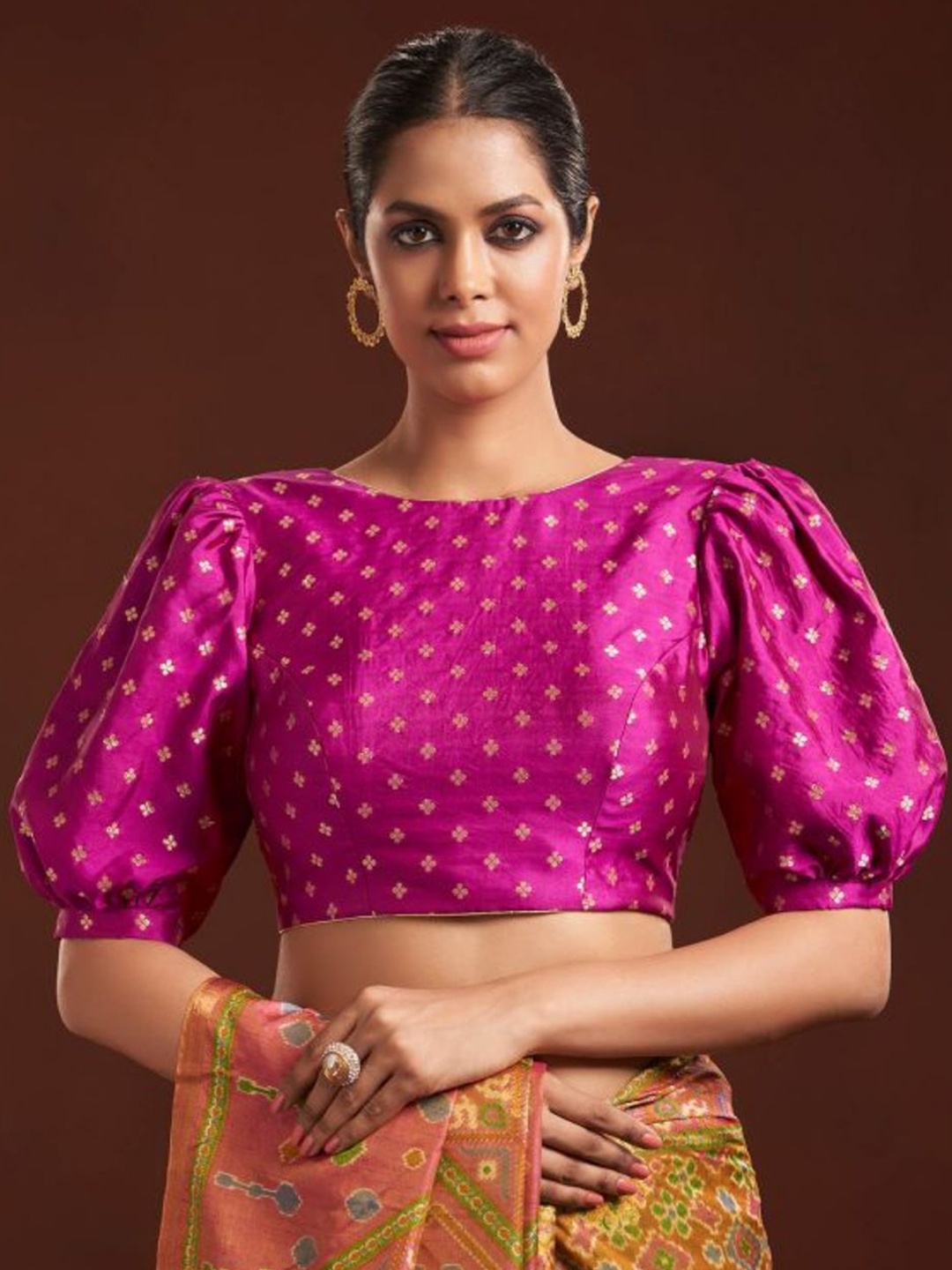

SALWAR STUDIO Woven Design Brocade Saree Blouse, Purple