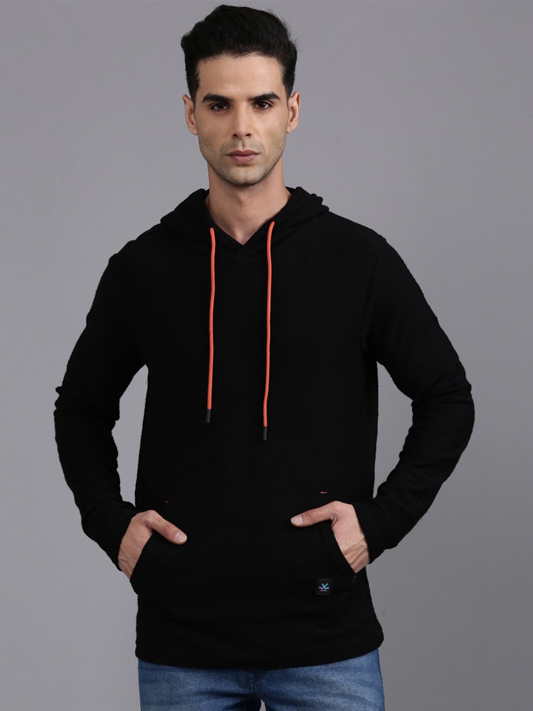 

WROGN Hooded Acrylic Pullover, Black