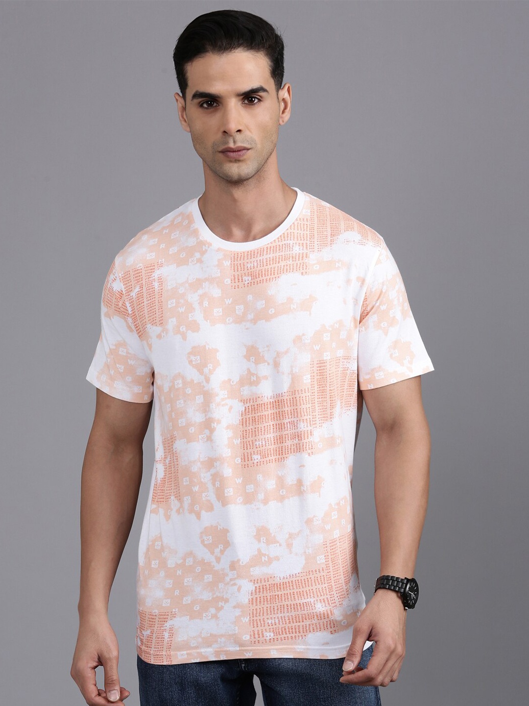 

WROGN Abstract Printed Round Neck T-shirt, White