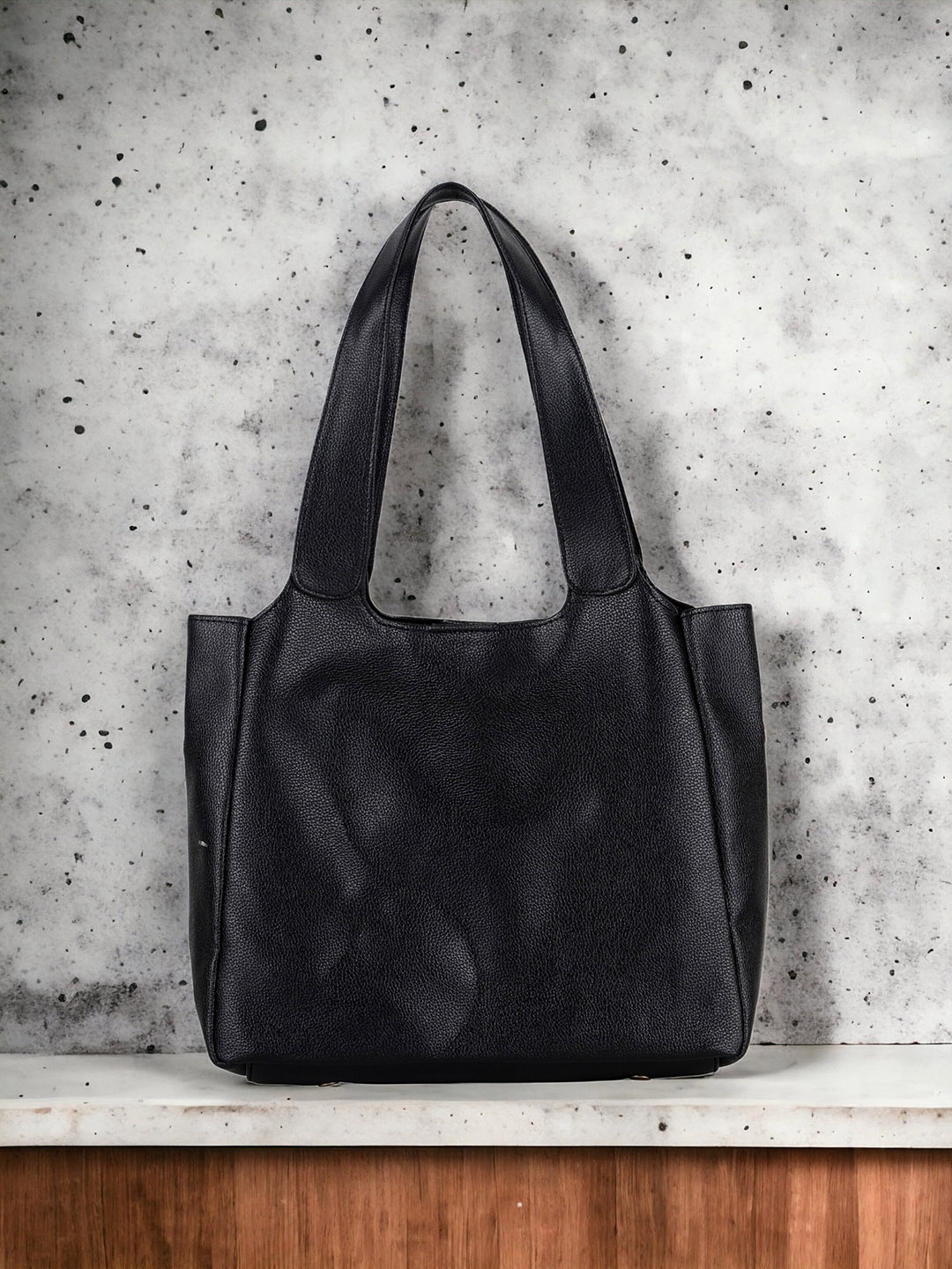 

Toteteca Textured Structured Shoulder Bag, Black
