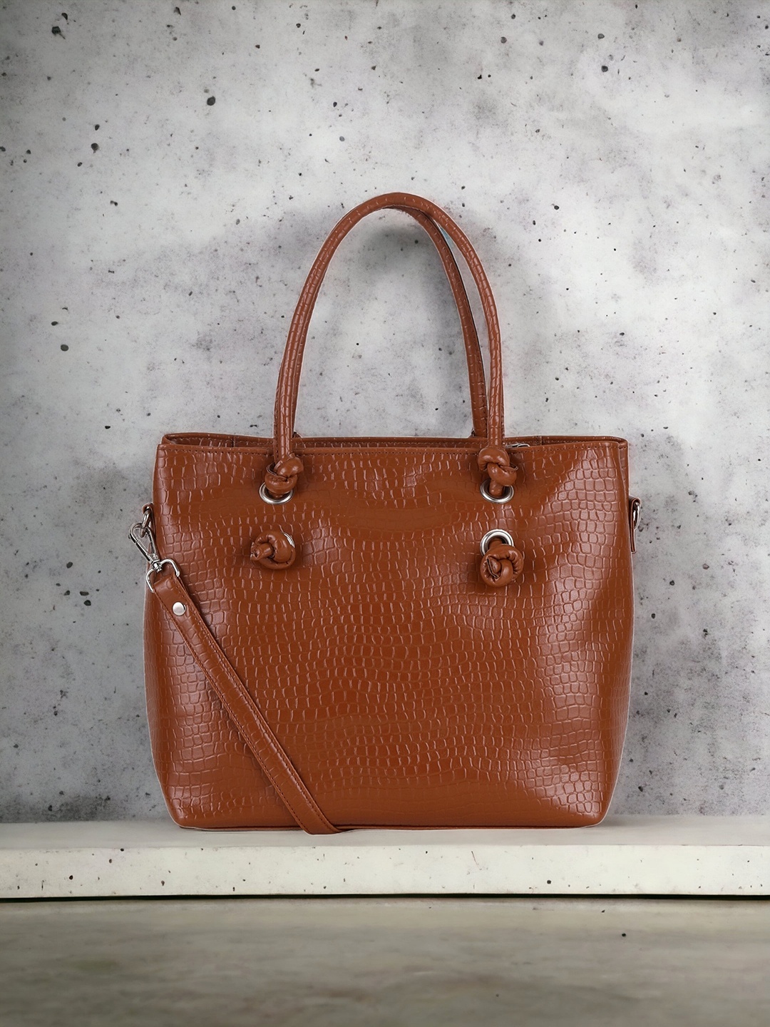 

Toteteca PU Oversized Structured Handheld Bag, Tan