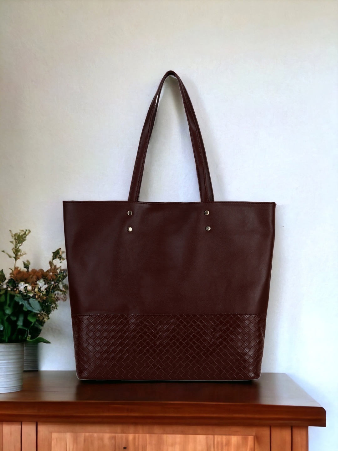 

Toteteca Structured PU Shoulder Bag, Brown