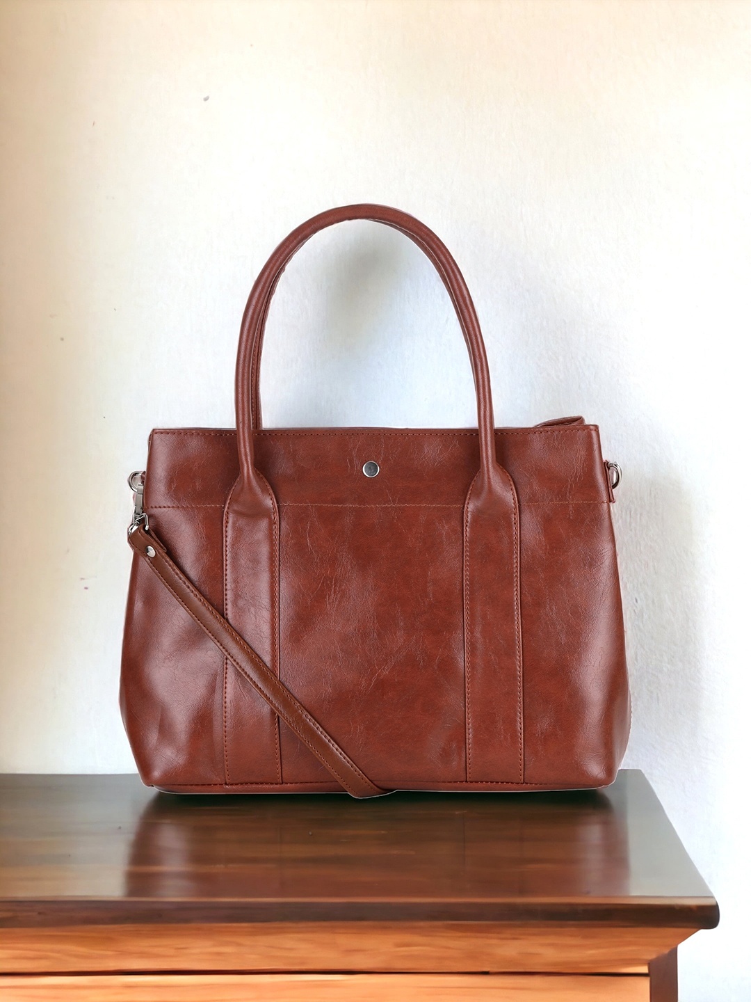 

Toteteca Textured Structured Shoulder Bag, Brown