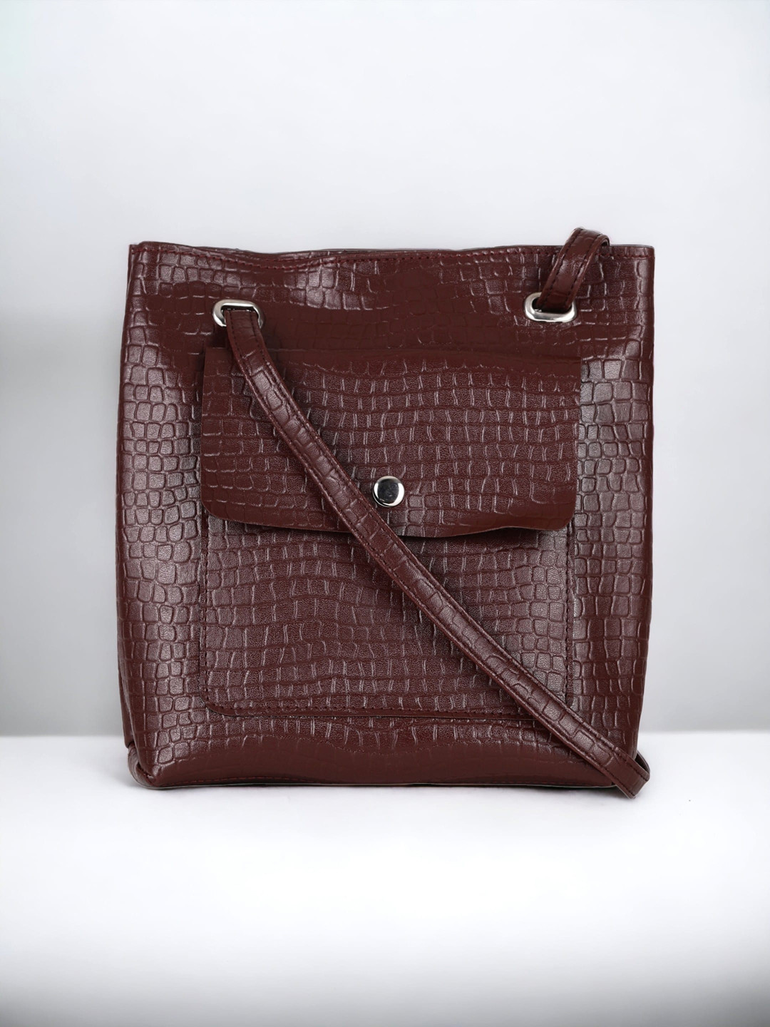 

Toteteca Textured PU Structured Sling Bag, Brown