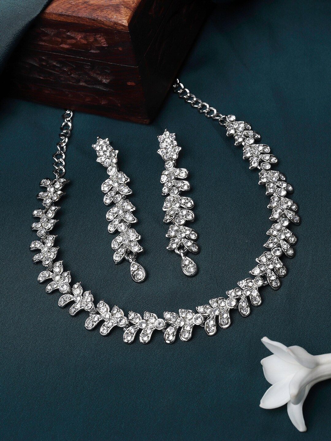 

ZENEME Silver-Plated Cubic Zirconia Jewellery Set