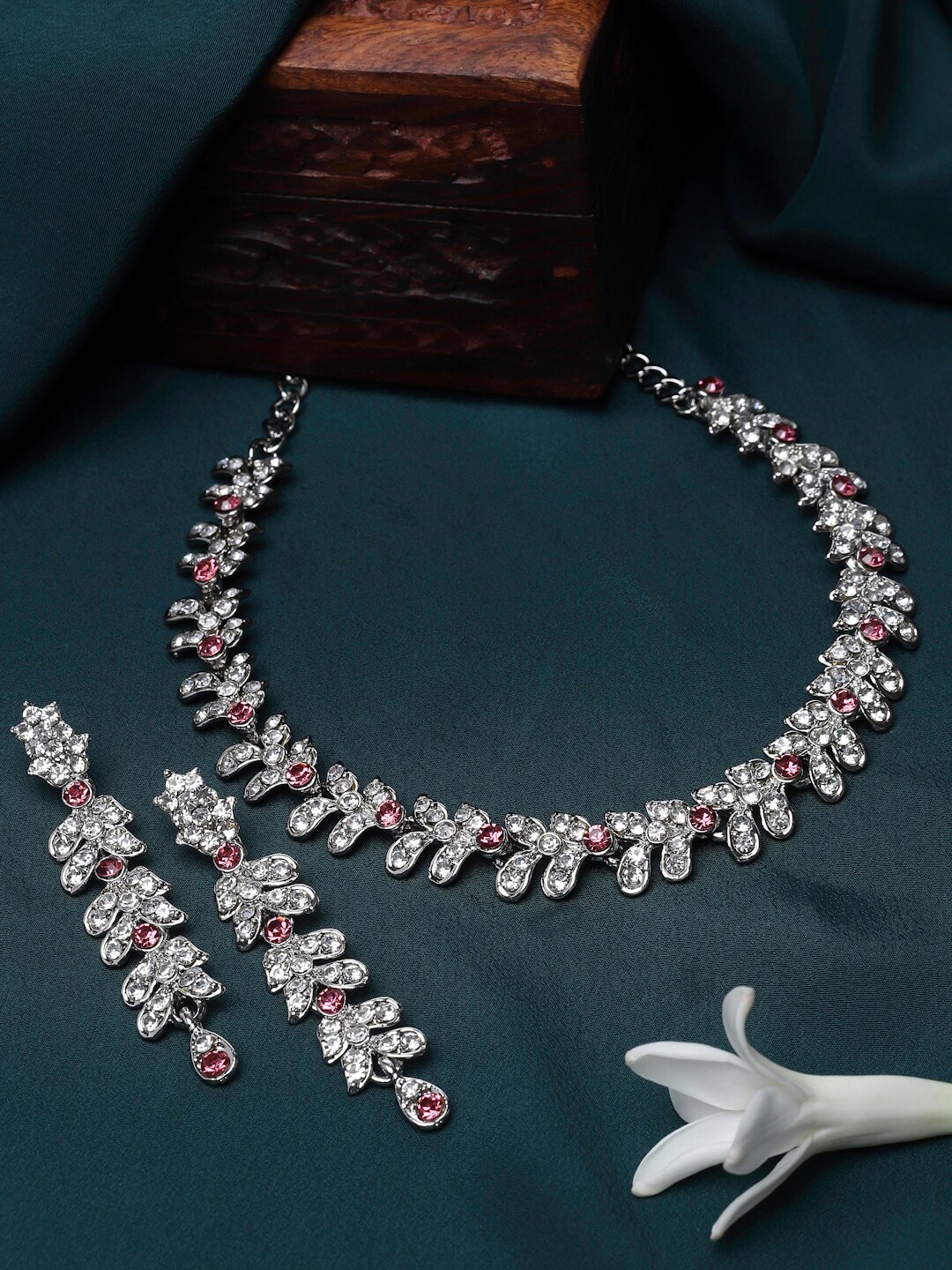 

ZENEME Rhodium-Plated CZ Jewellery Set, Silver