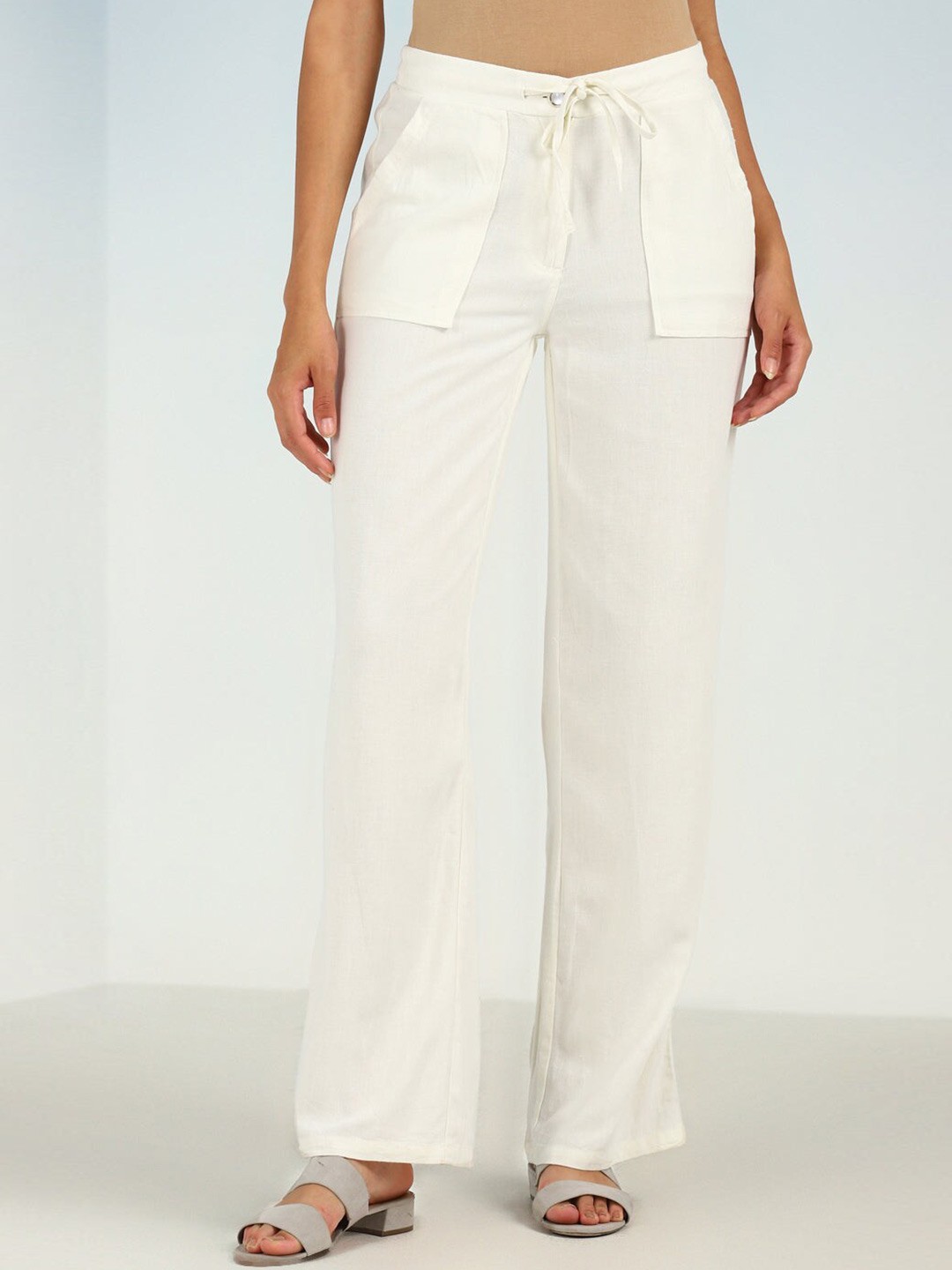 

Lakshita Women Ethnic Straight Palazzos, Off white