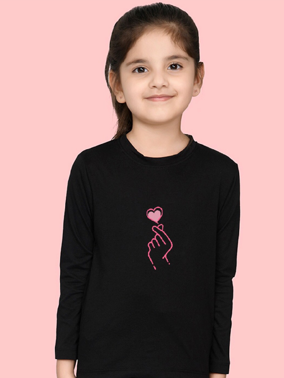 

NUSYL Girls Graphic Printed Long Sleeves T-Shirt, Black