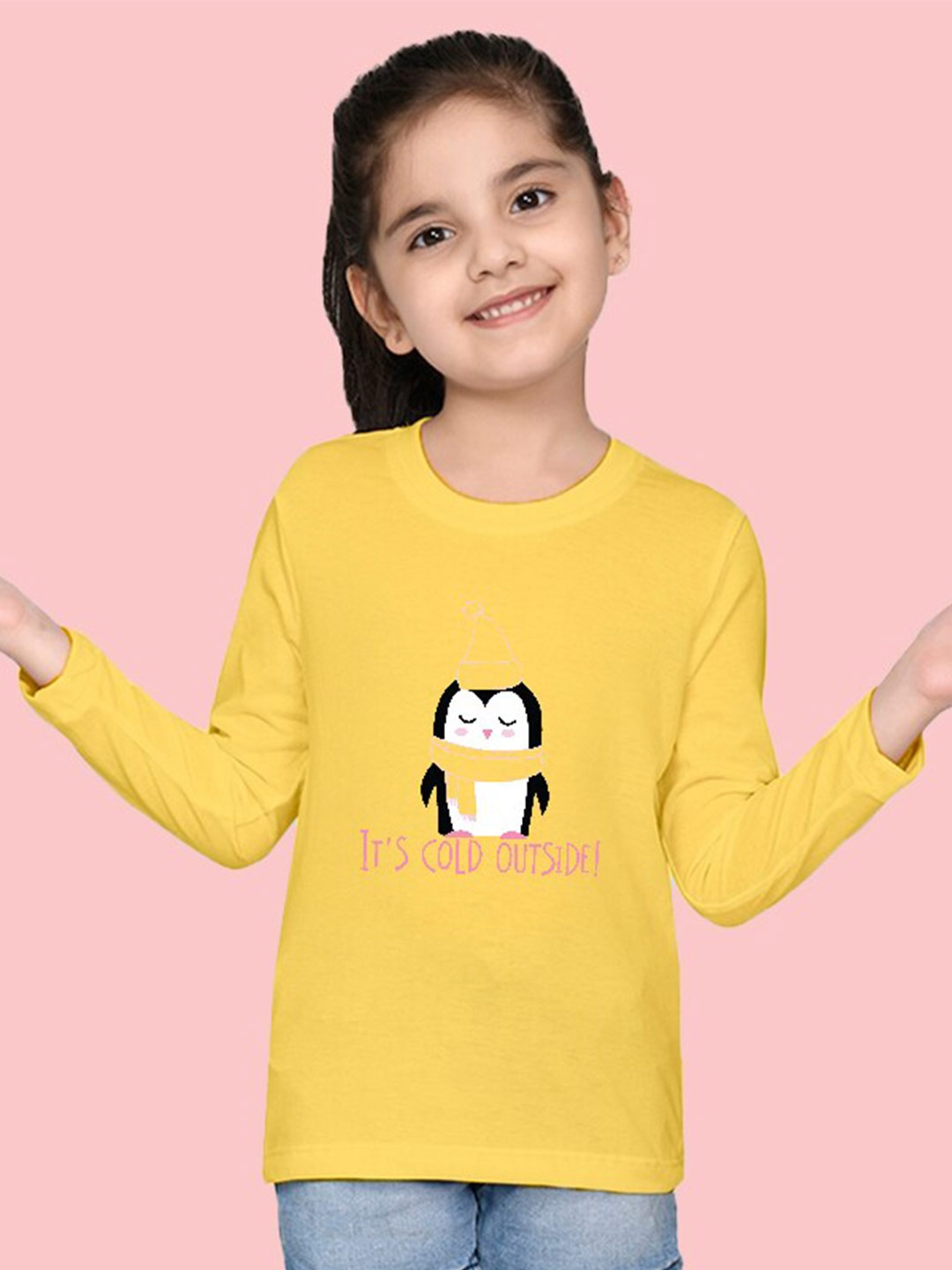 

NUSYL Girls Graphic Printed T-Shirt, Yellow