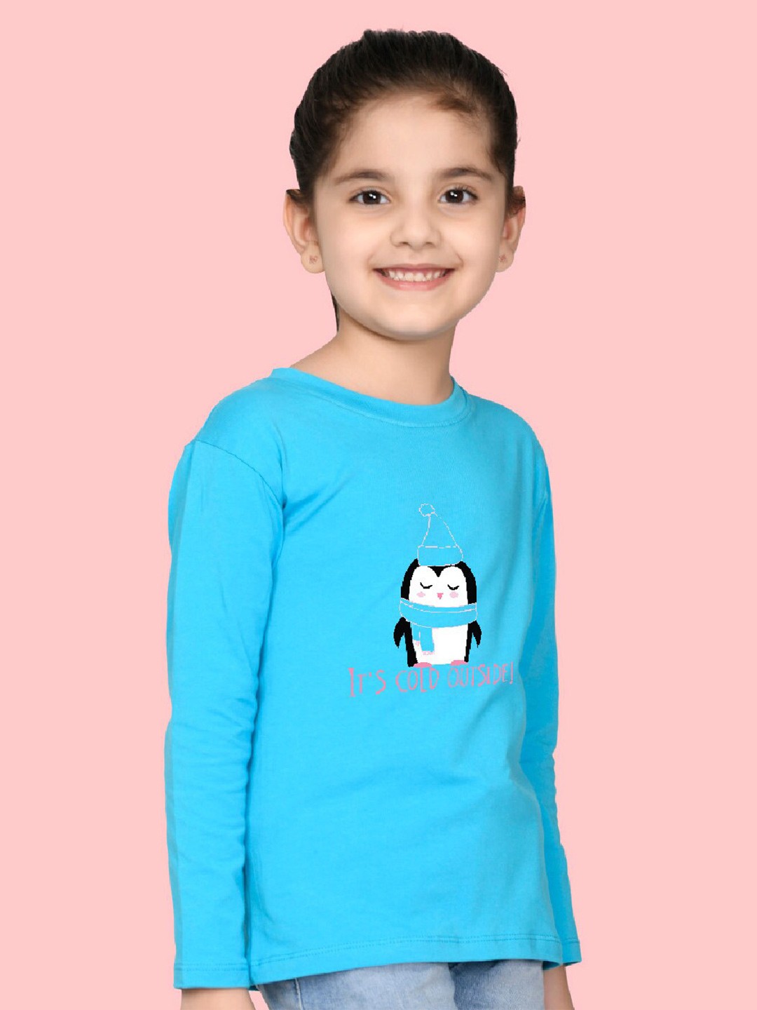 

NUSYL Girls Graphic Printed Cotton T-shirt, Blue