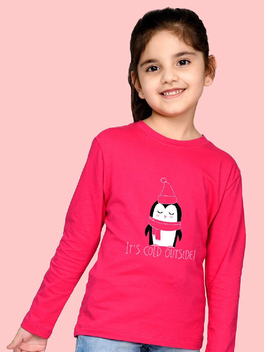 

NUSYL Girls Graphic Printed Long Sleeves T-shirt, Pink