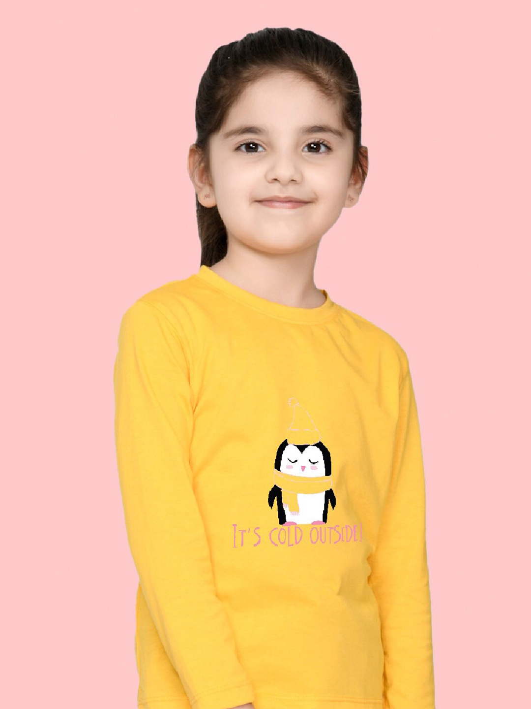 

NUSYL Girls Graphic Printed Round Neck T-Shirt, Yellow