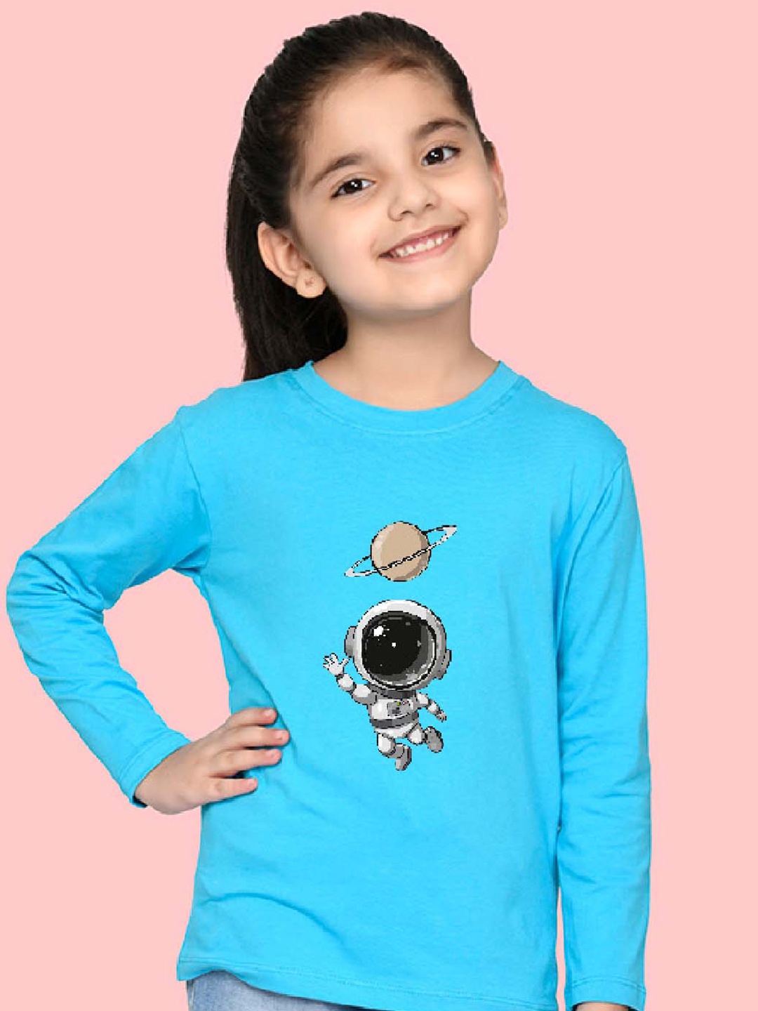 

NUSYL Girls Graphic Printed T-shirt, Blue