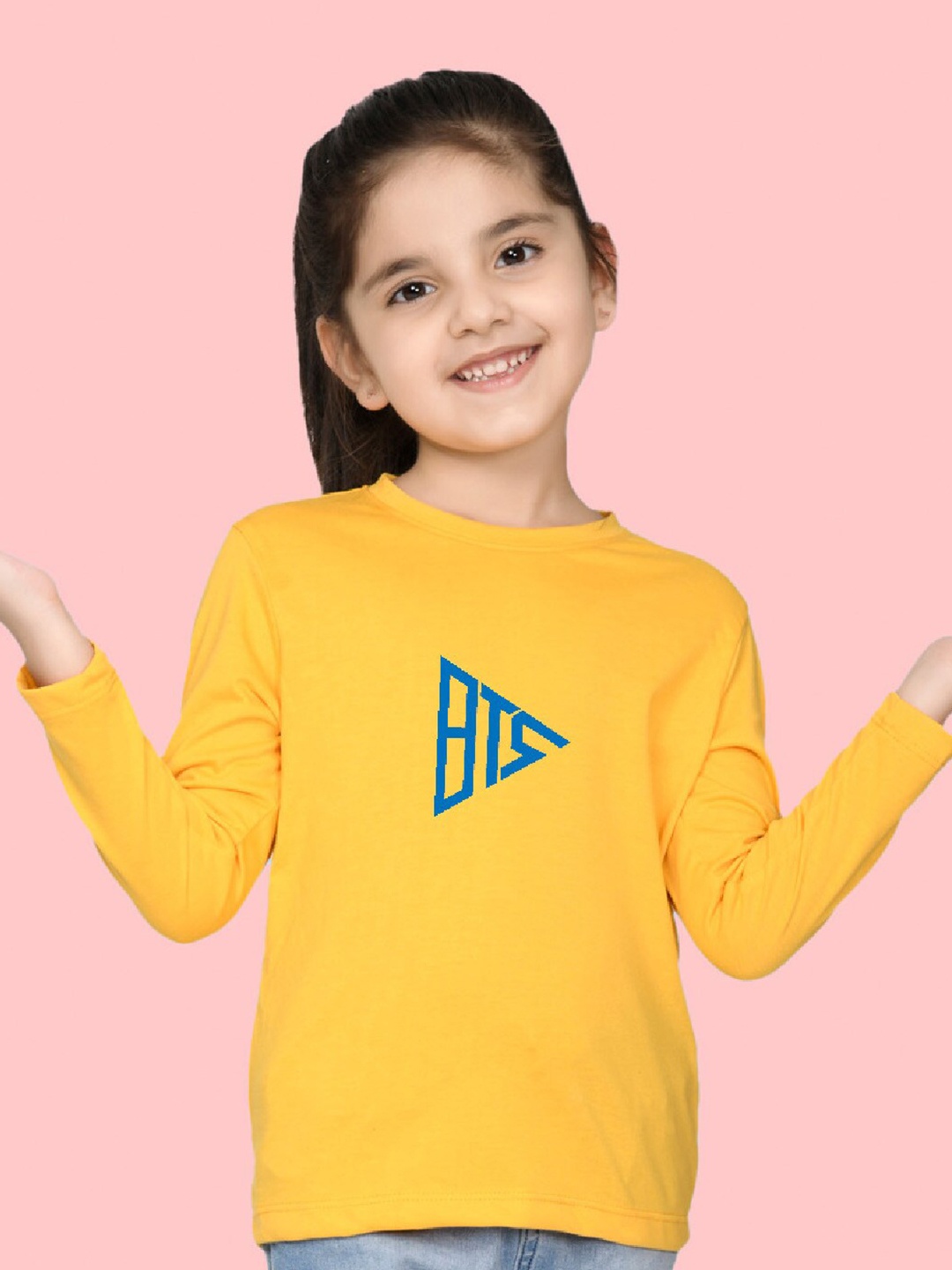 

NUSYL Girls Graphic Printed Round Neck T-Shirt, Yellow