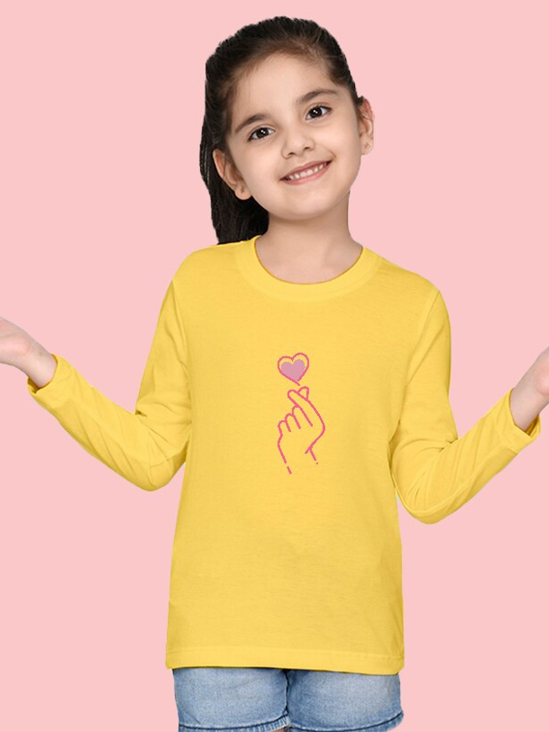 

NUSYL Girls Graphic Printed T-shirt, Yellow