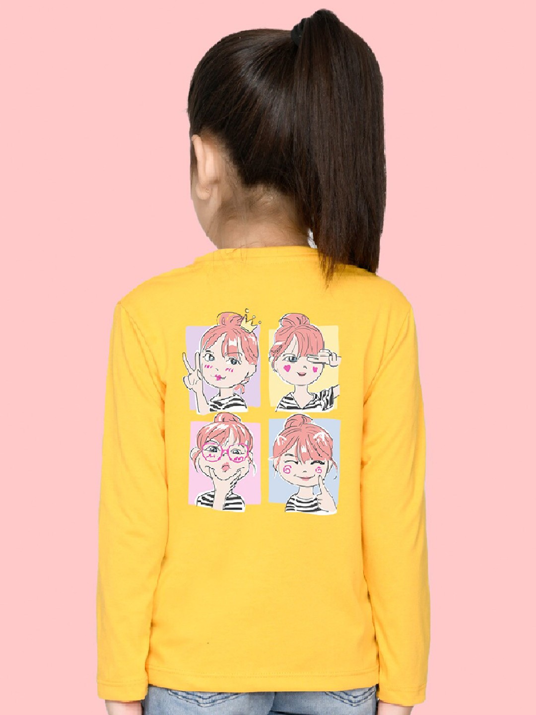 

NUSYL Girls Graphic Printed T-shirt, Yellow