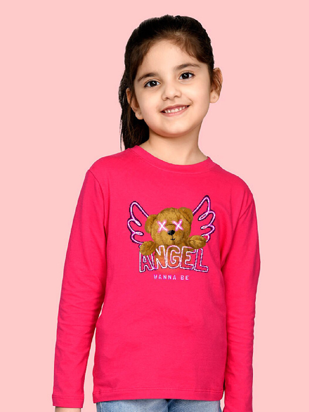 

NUSYL Girls Graphic Printed T-Shirt, Pink