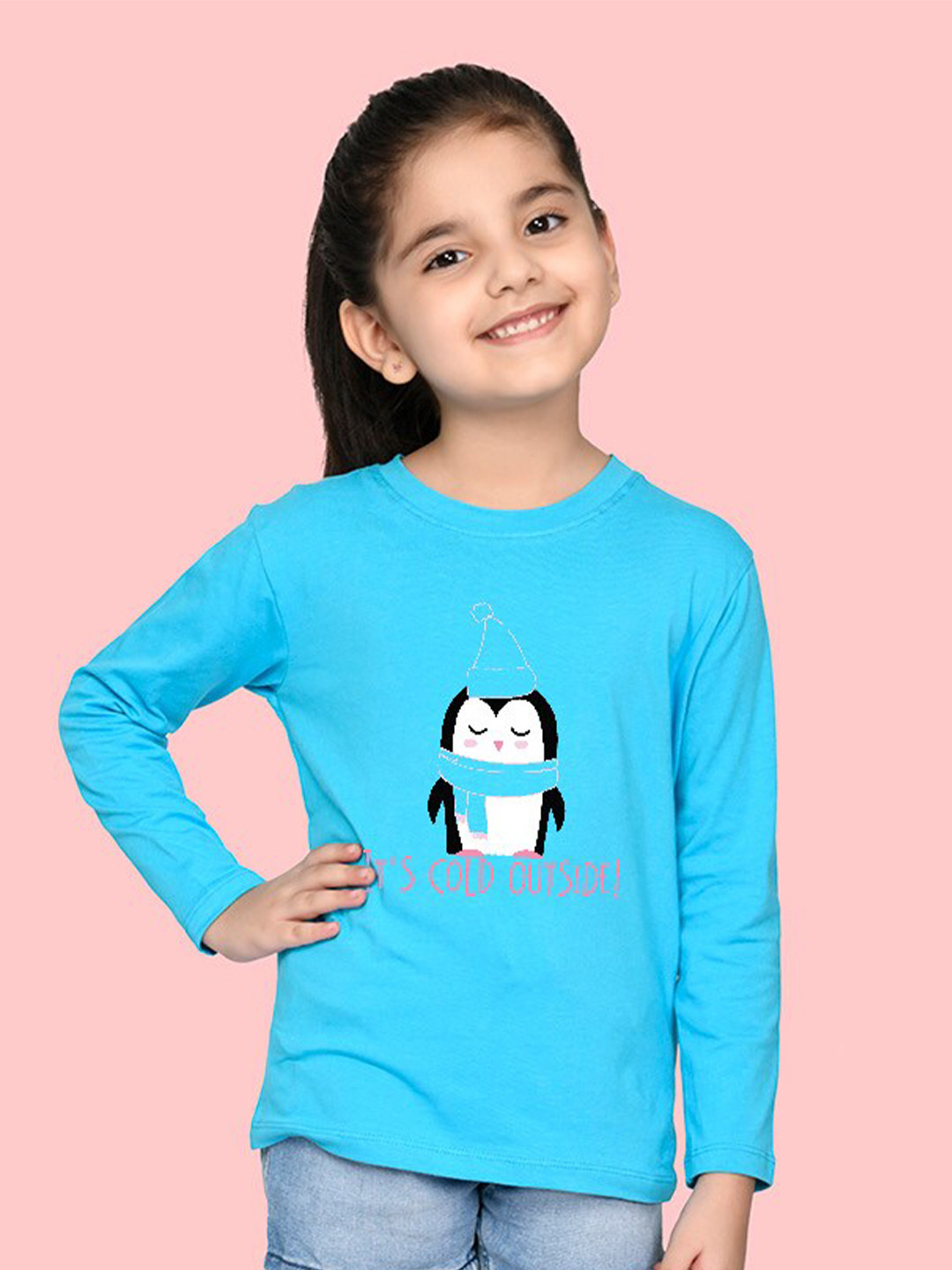 

NUSYL Girls Graphic Printed Casual T-Shirt, Blue