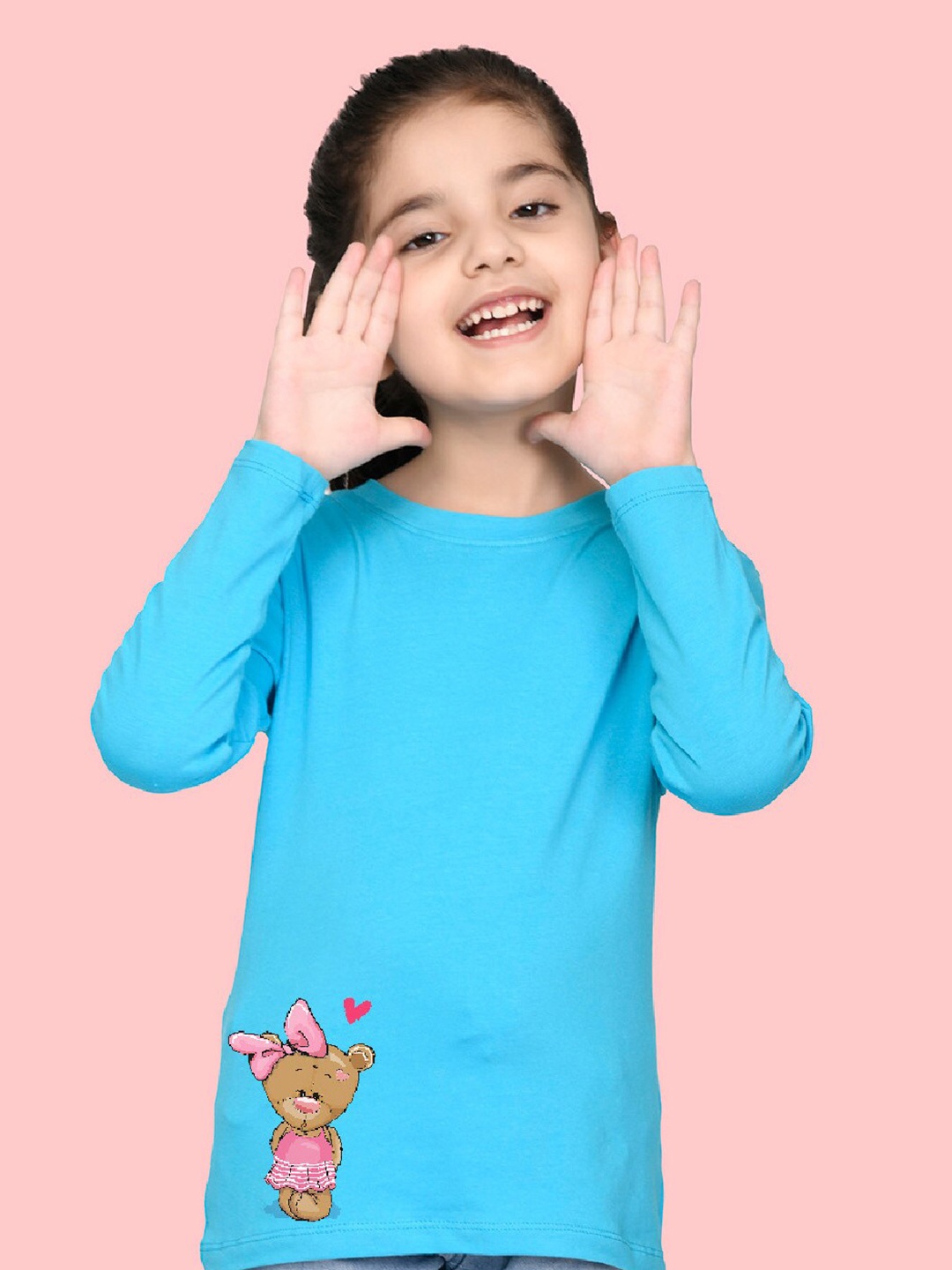

NUSYL Girls Graphic Printed T-shirt, Turquoise blue