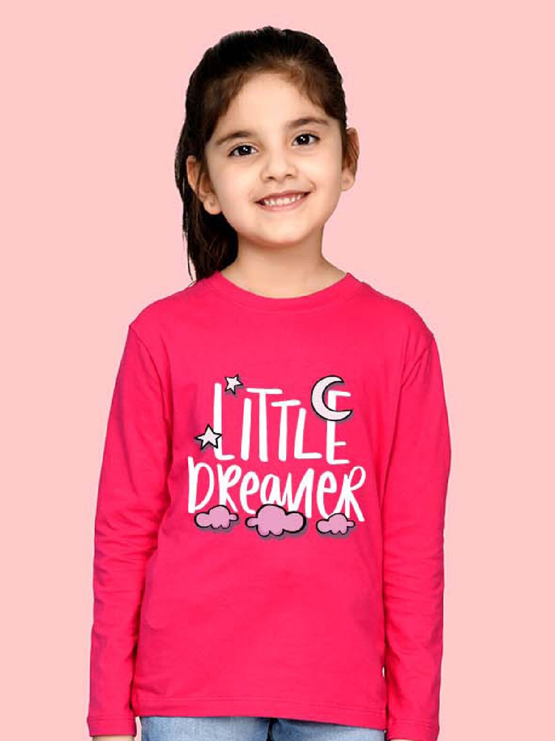 

NUSYL Girls Typography Printed Long Sleeves T-shirt, Pink