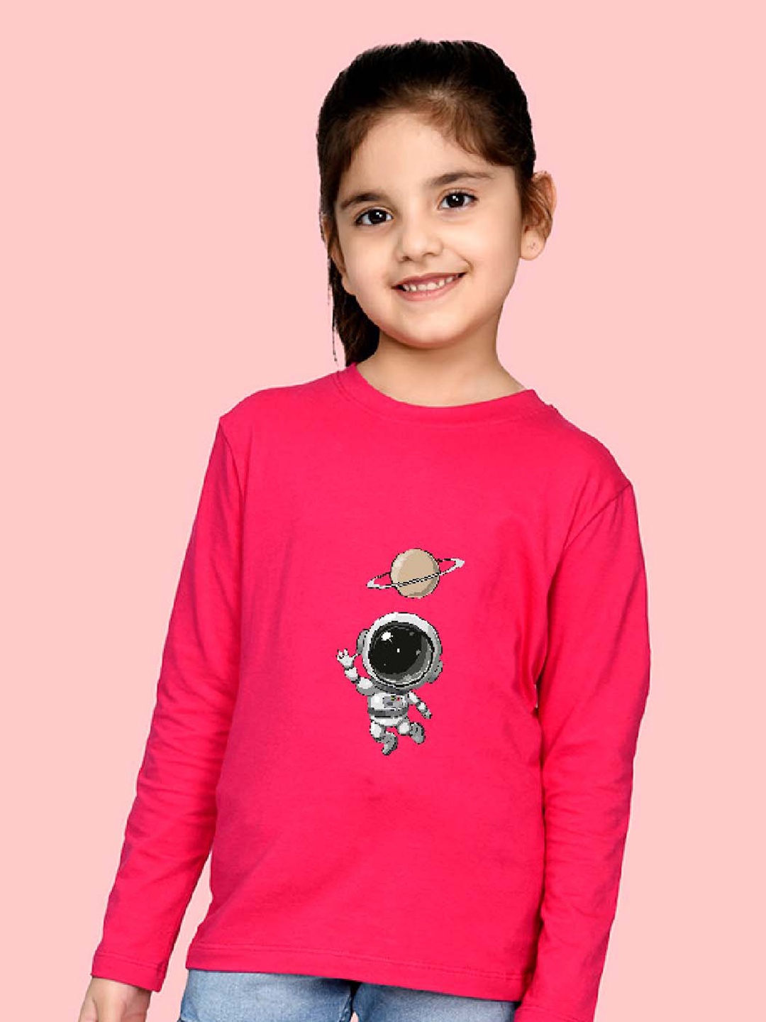 

NUSYL Girls Graphic Printed Long Sleeves T-shirt, Pink