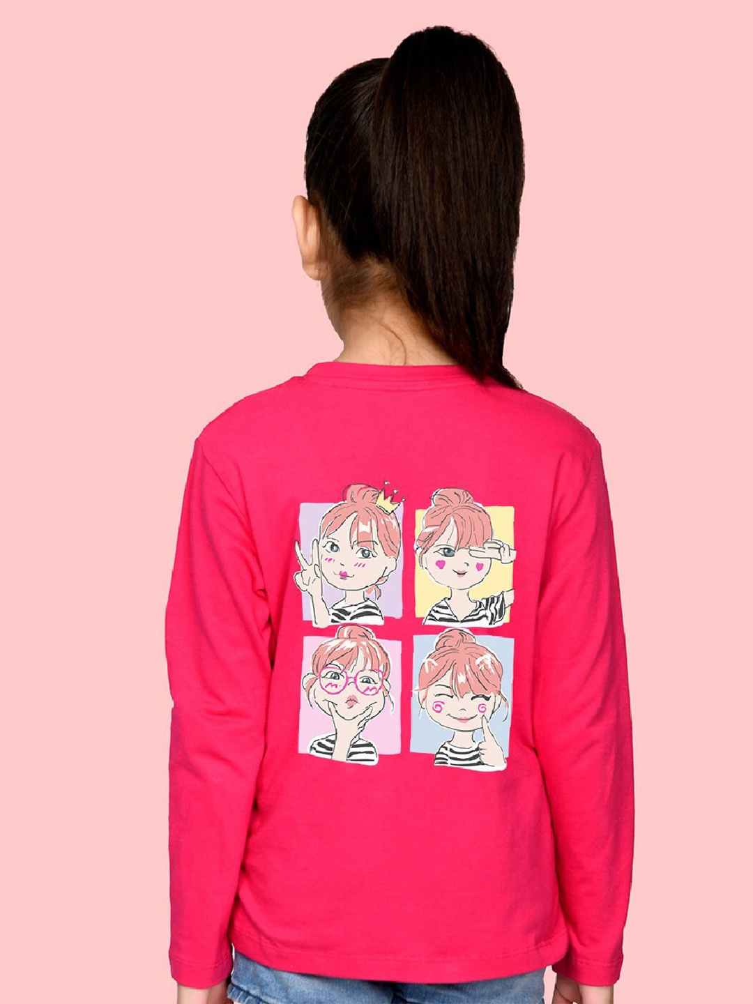 

NUSYL Girls Selfie Printed Long Sleeved T-shirt, Pink