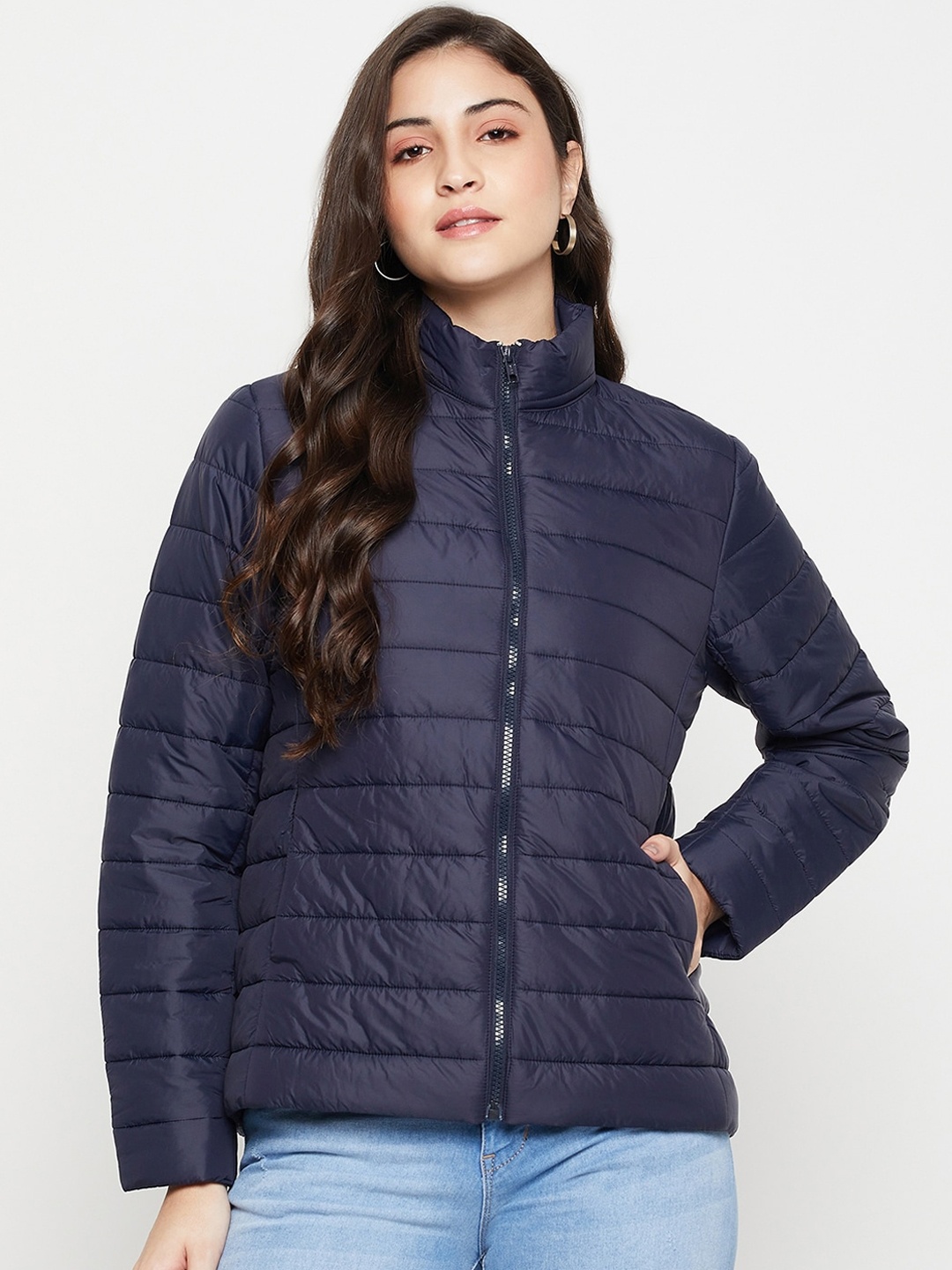 

Cantabil Mock Neck Lightweight Puffer Jacket, Navy blue