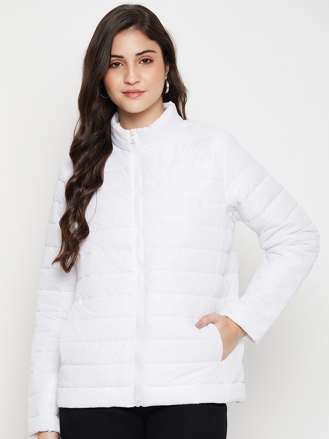

Cantabil Stand Collar Lightweight Puffer Jacket, White