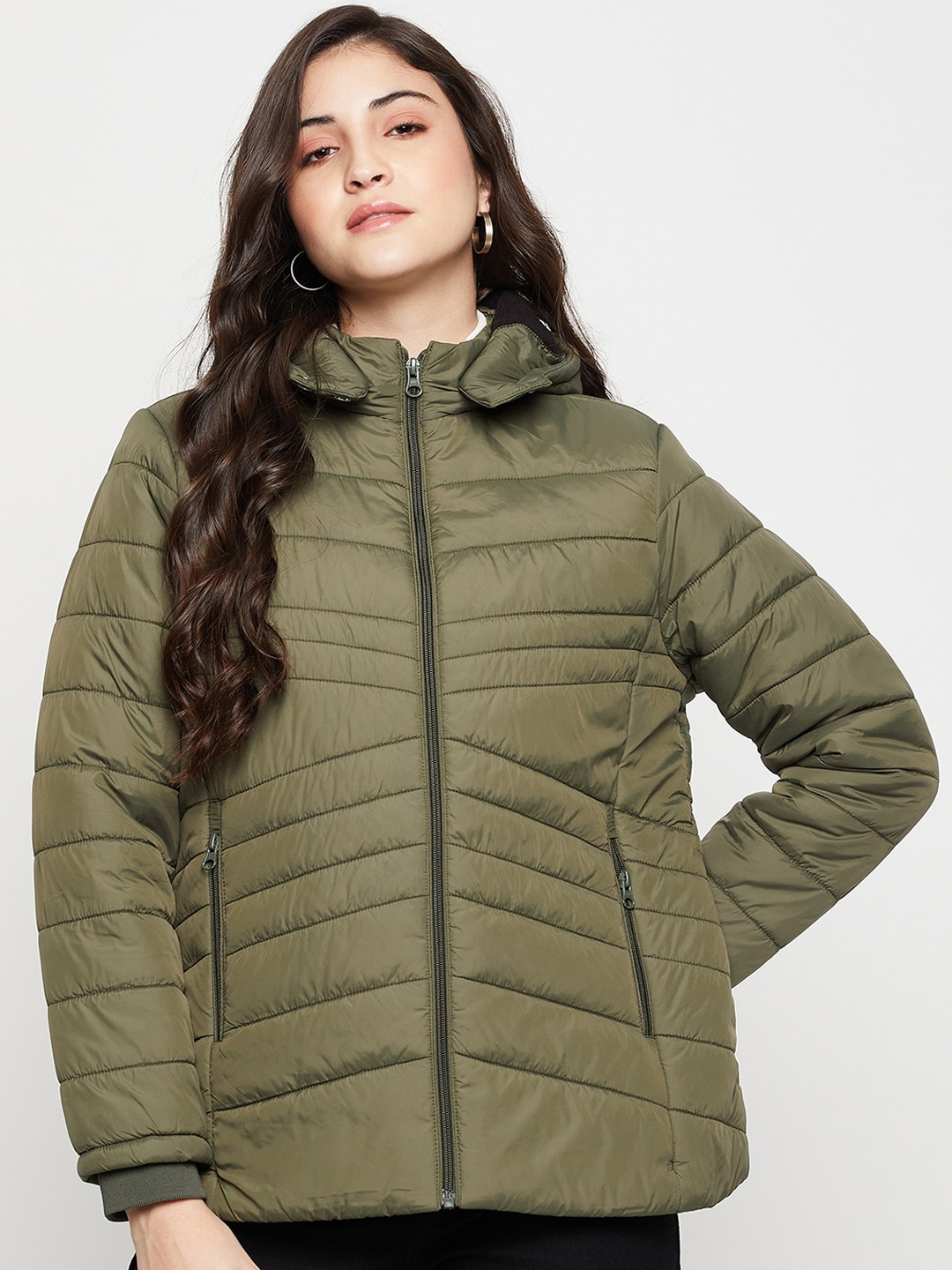 

Cantabil Hooded Lightweight Puffer Jacket, Olive