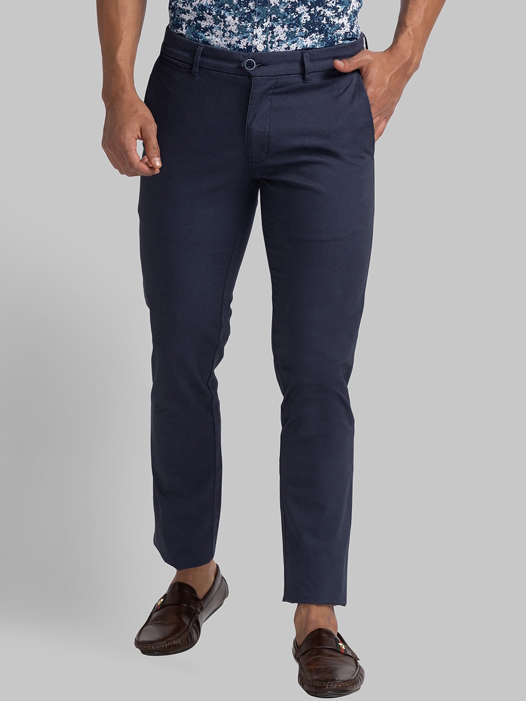 

Parx Men Slim Fit Formal Trousers, Blue
