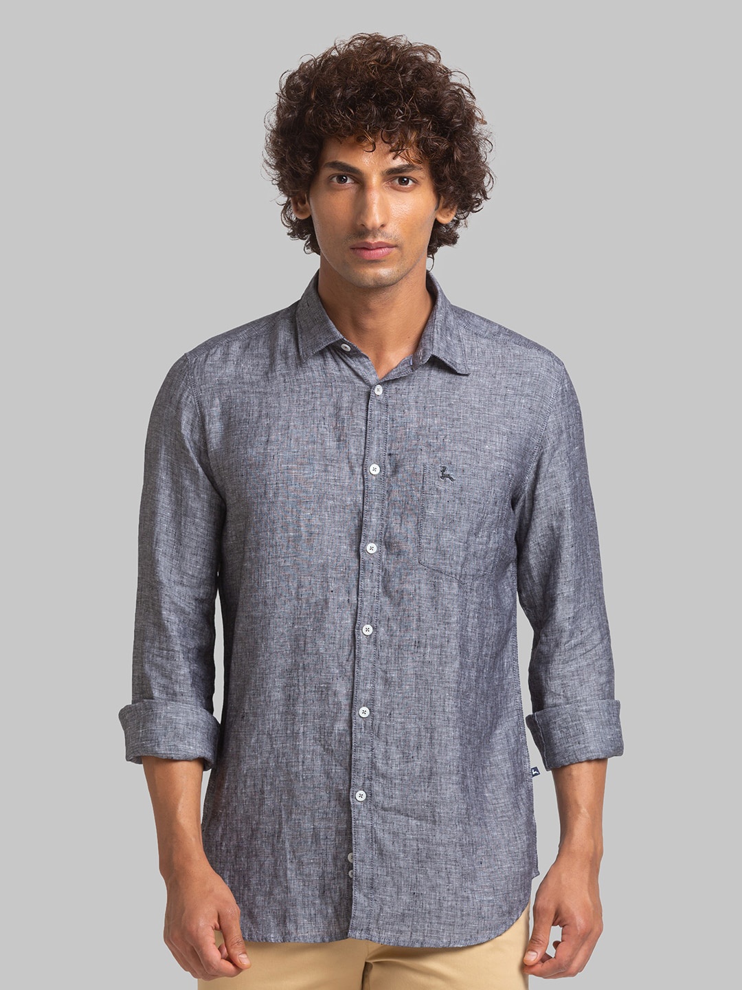 

Parx Slim Fit Linen Casual Shirt, Black