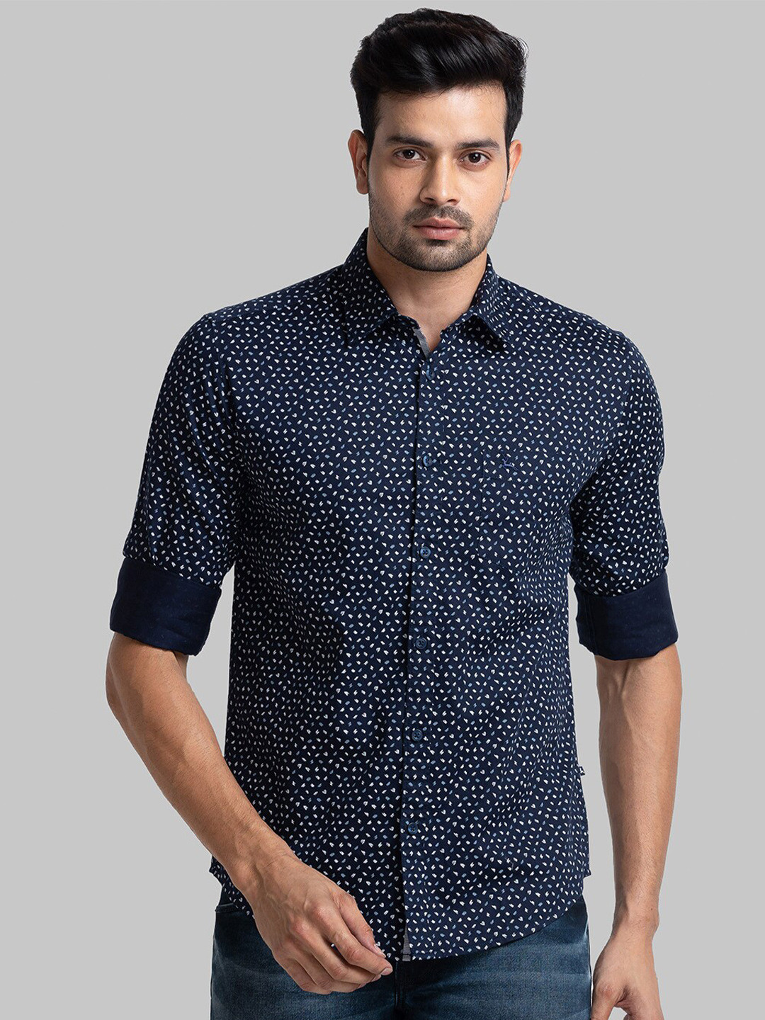 

Parx Slim Fit Micro Ditsy Printed Casual Shirt, Blue