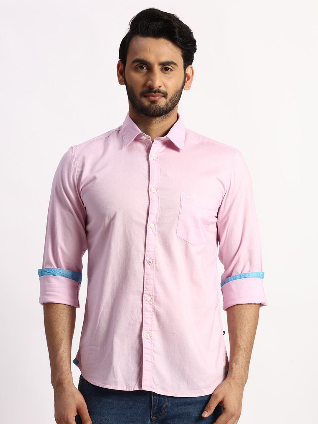 

Parx Slim Fit Cotton Casual Shirt, Pink