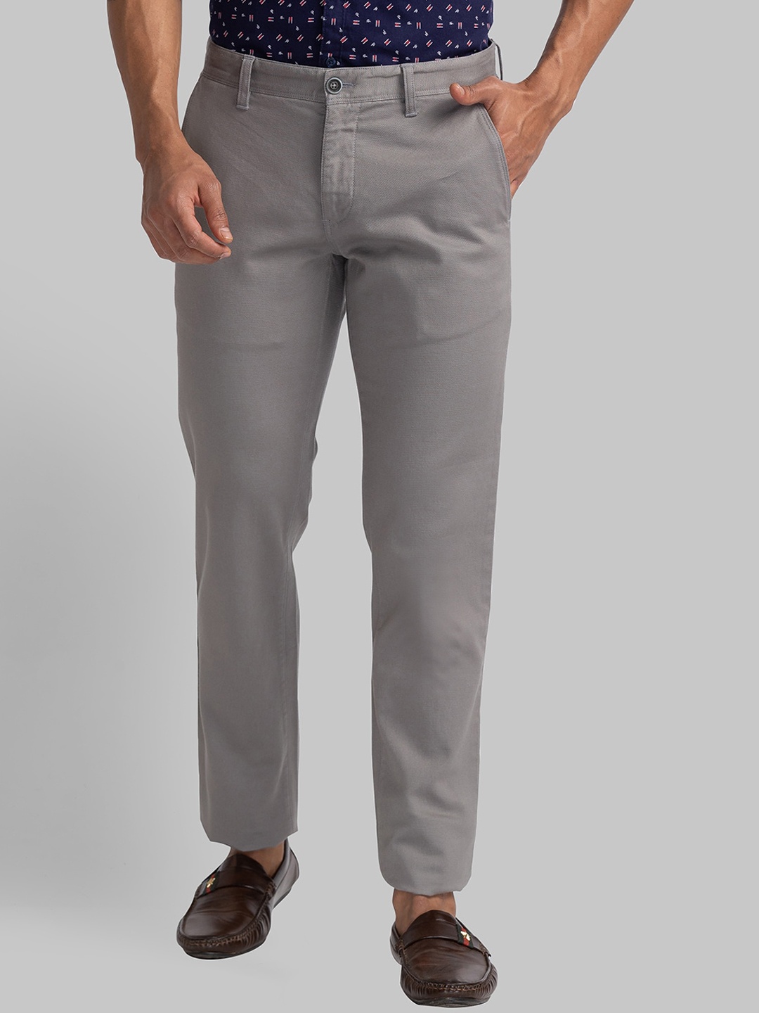 

Parx Men Tapered Fit Formal Trousers, Grey