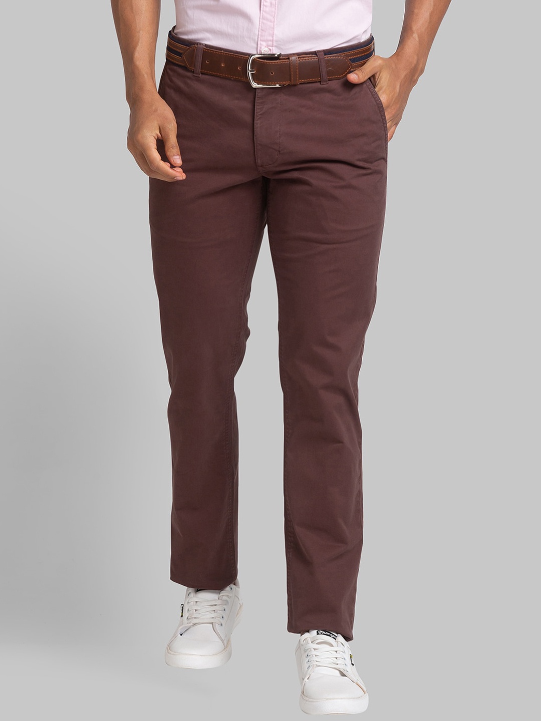 

Parx Men Tapered Fit Low Rise Trousers, Brown