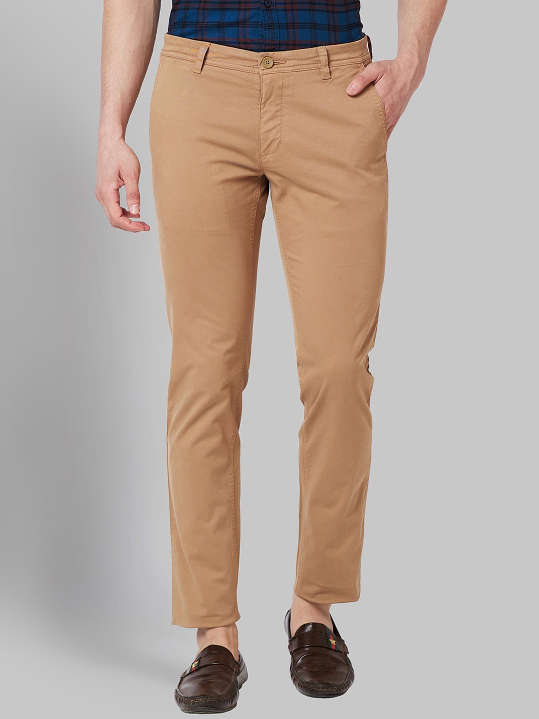 

Parx Men Tapered Fit Low Rise Cotton Trousers, Brown