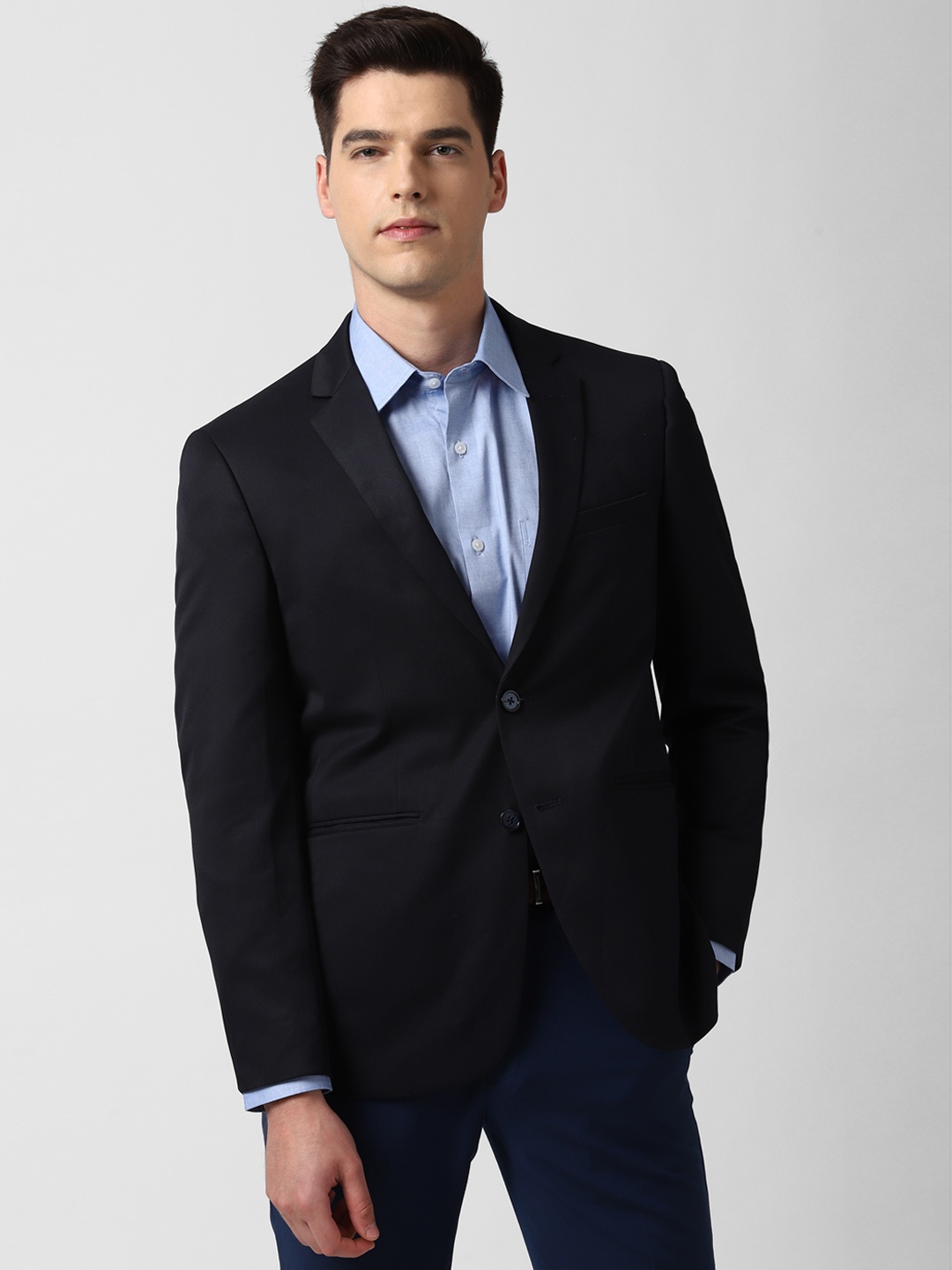 

Peter England Men Navy Blue Slim Fit Single-Breasted Formal Blazer