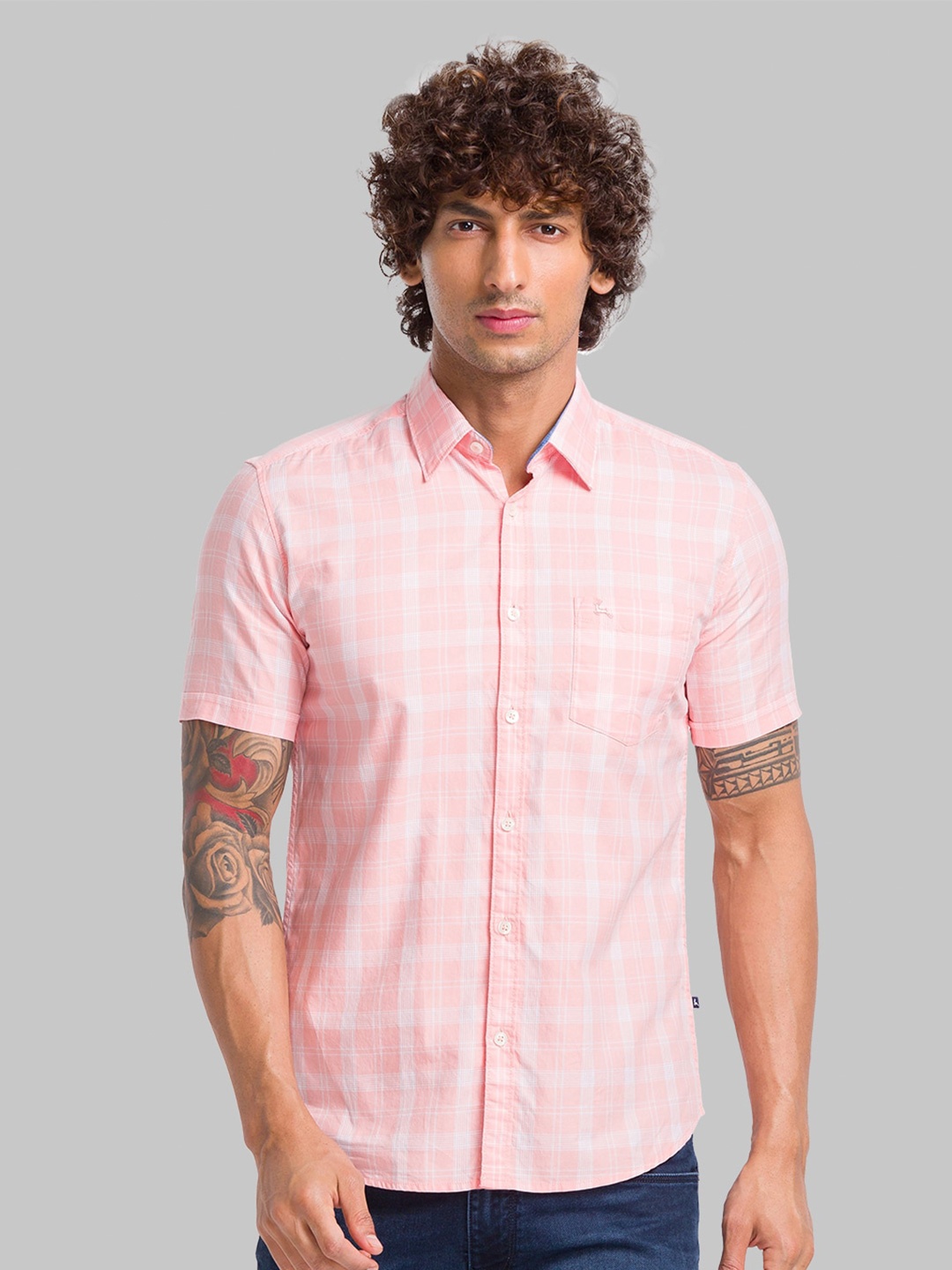 

Parx Slim Fit Checked Cotton Casual Shirt, Orange