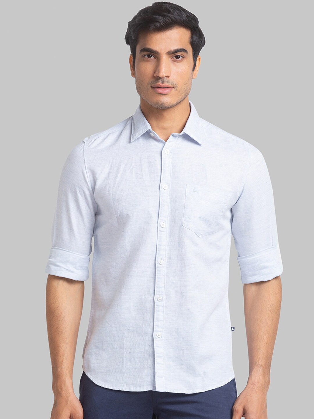 

Parx Slim Fit Linen Cotton Casual Shirt, Blue