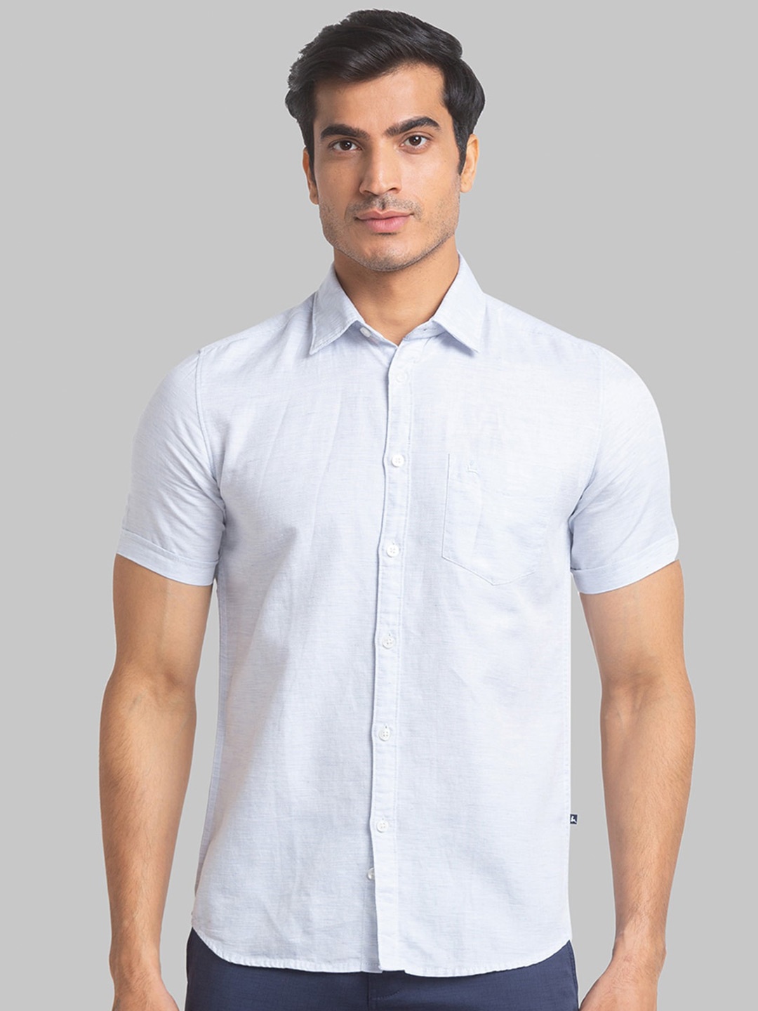 

Parx Slim Fit Linen Cotton Casual Shirt, Blue