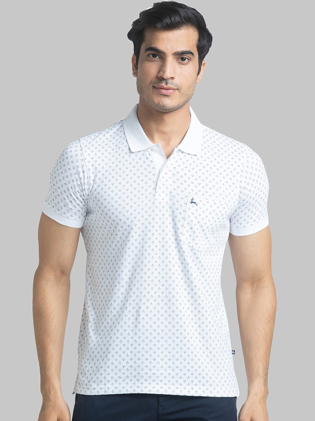 

Parx Conversational Printed Polo Collar Cotton T-shirt, White